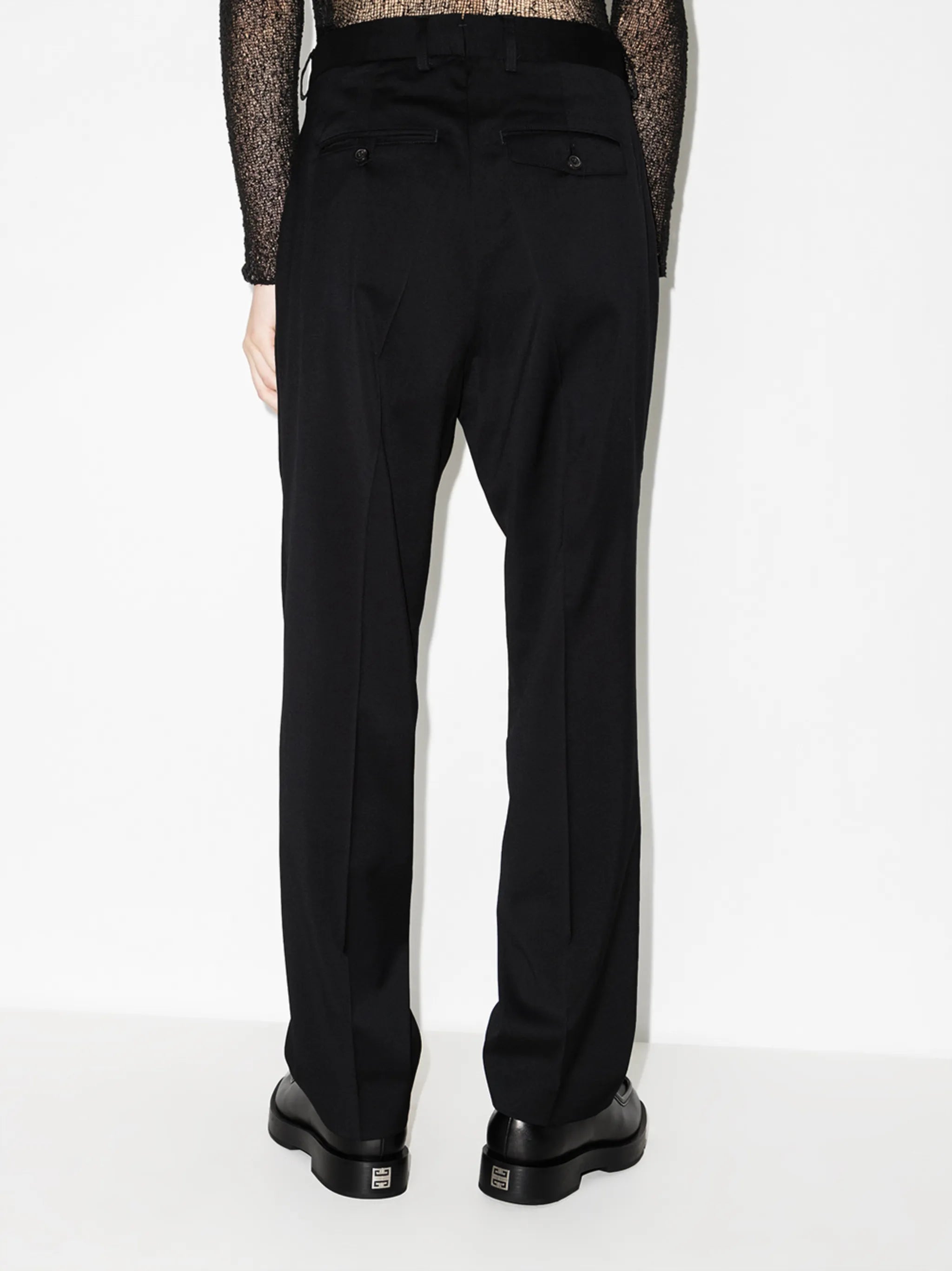 straight-leg wool chinos