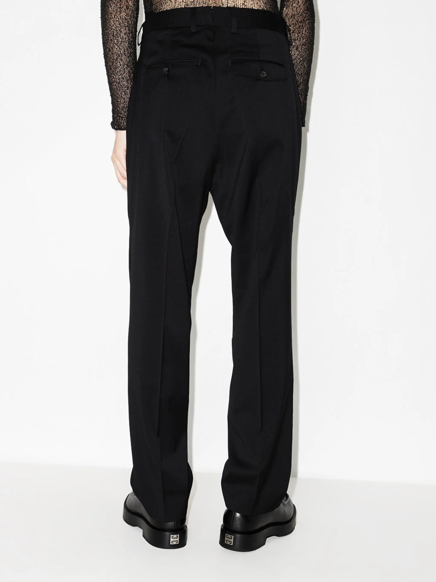 straight-leg wool chinos