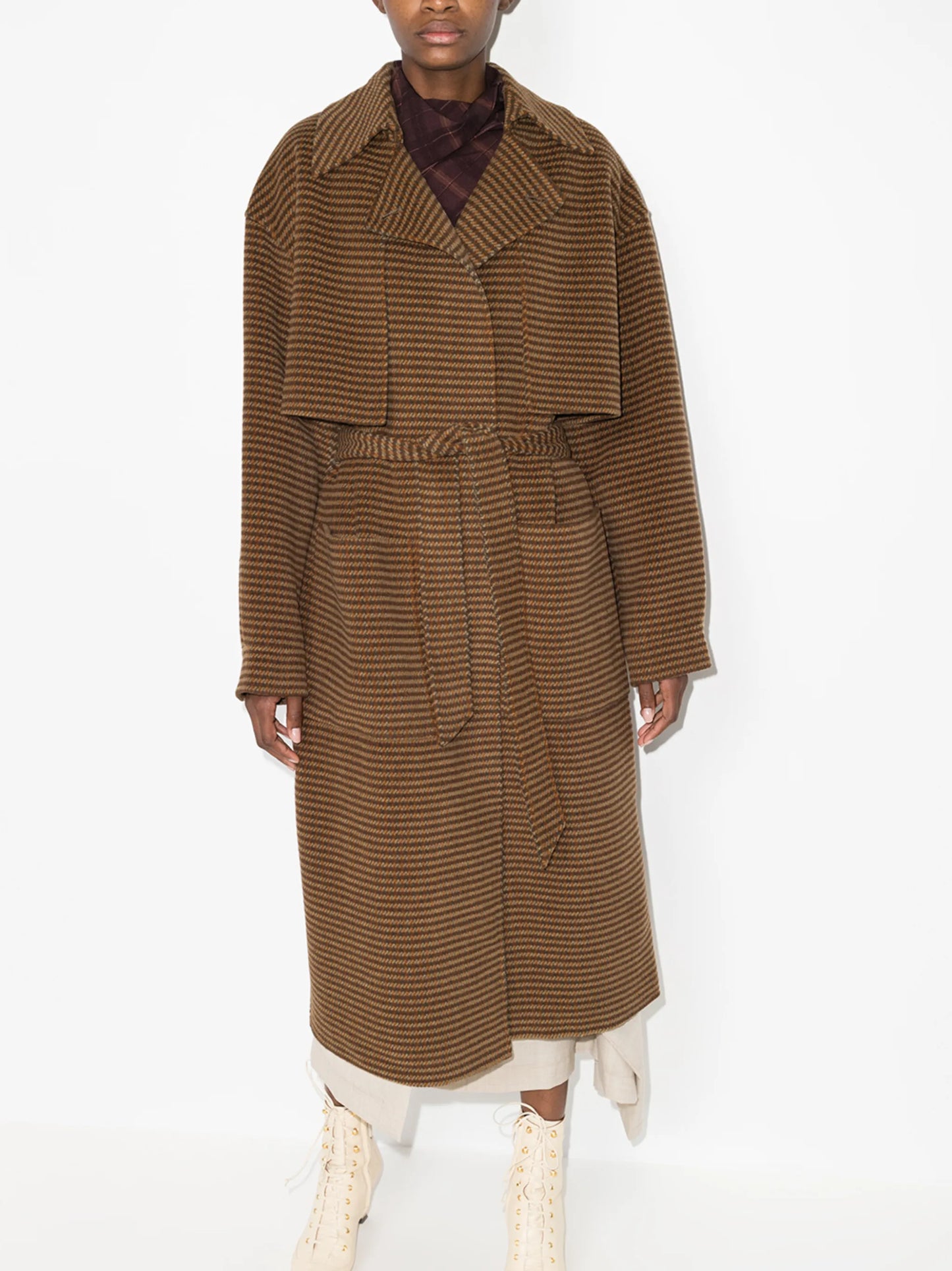 Ara check-pattern coat