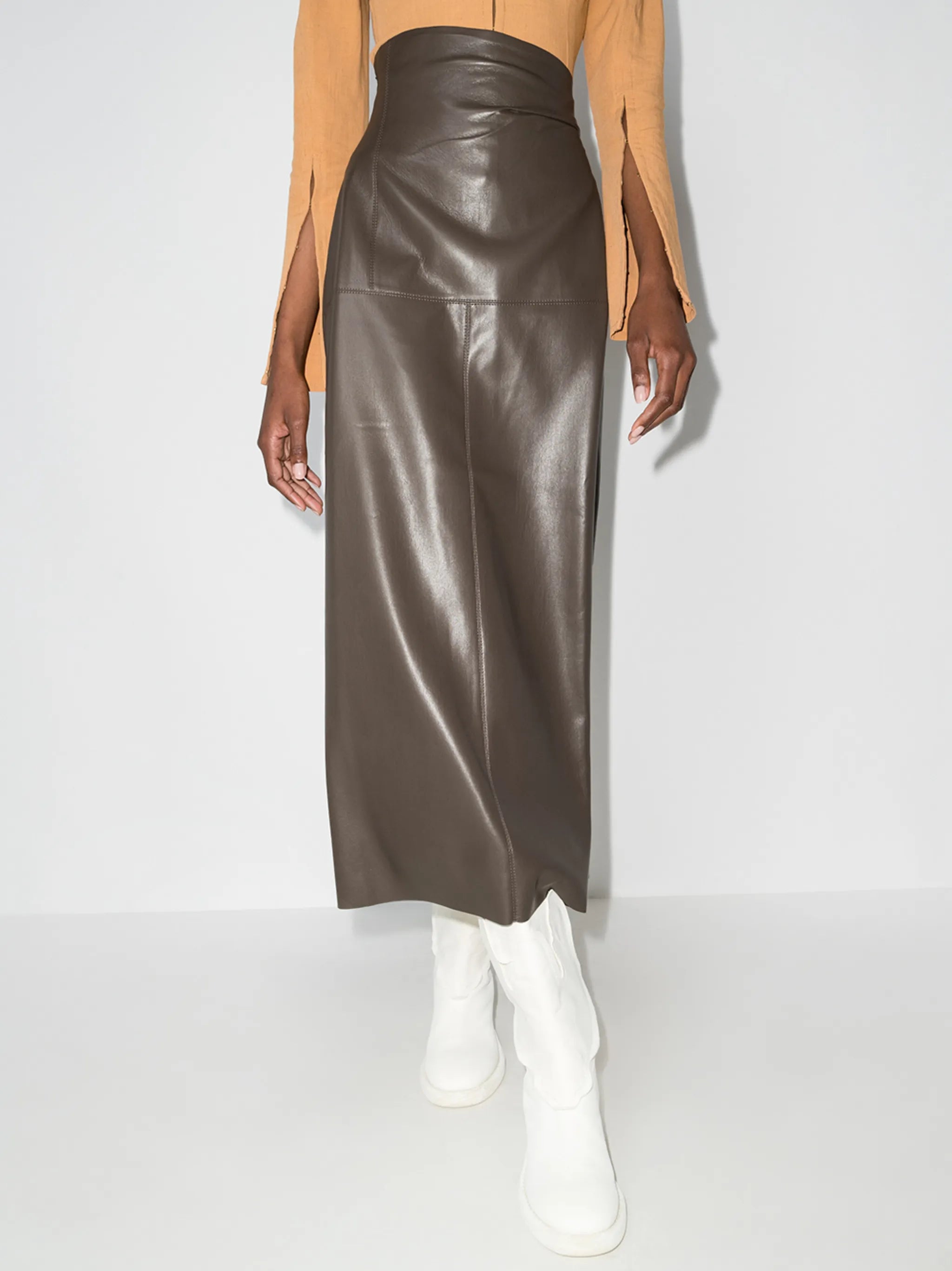 Melody asymmetric waist midi skirt