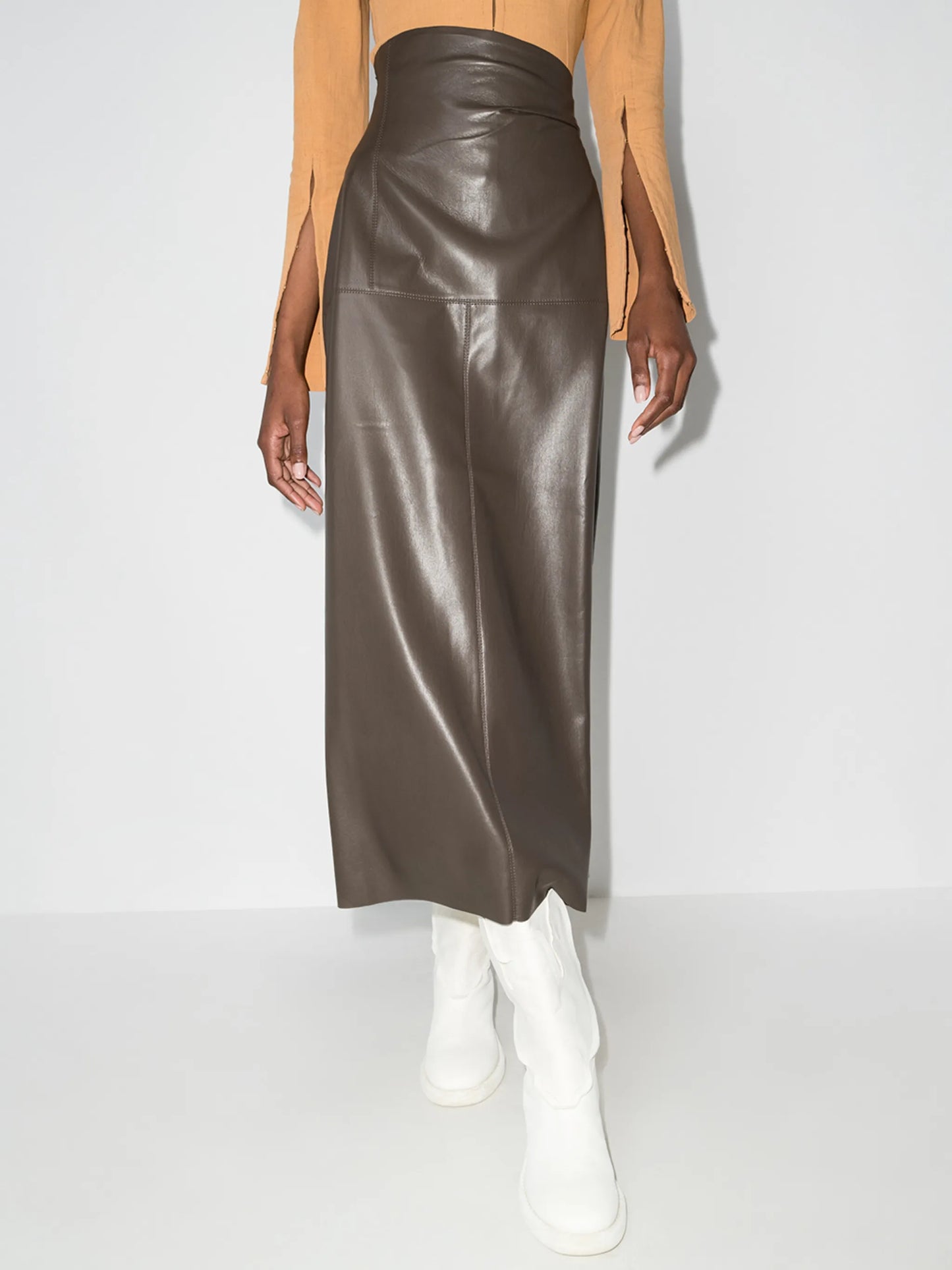 Melody asymmetric waist midi skirt