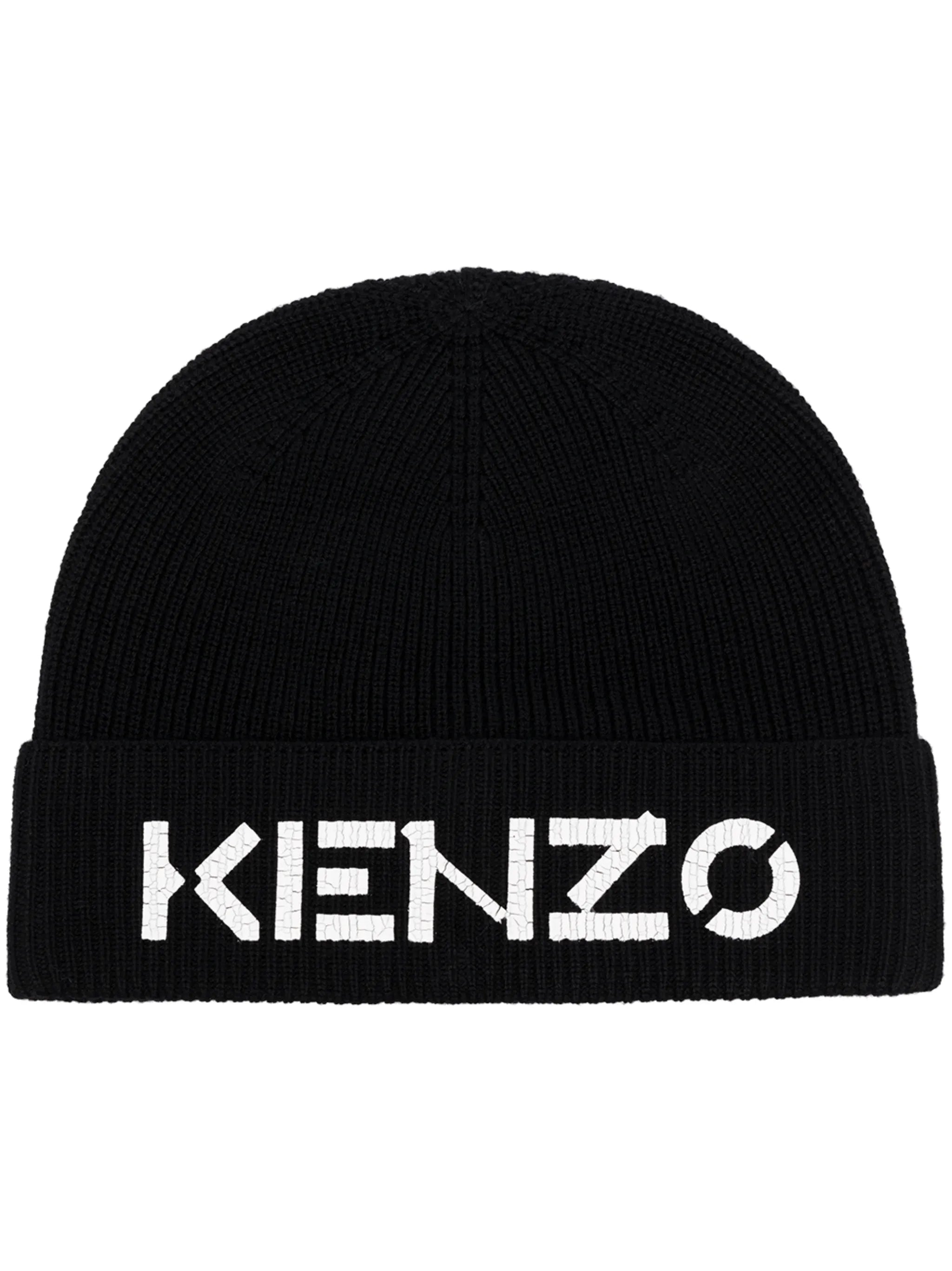 embroidered logo ribbed beanie