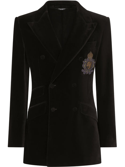 velvet-effect double-breasted blazer