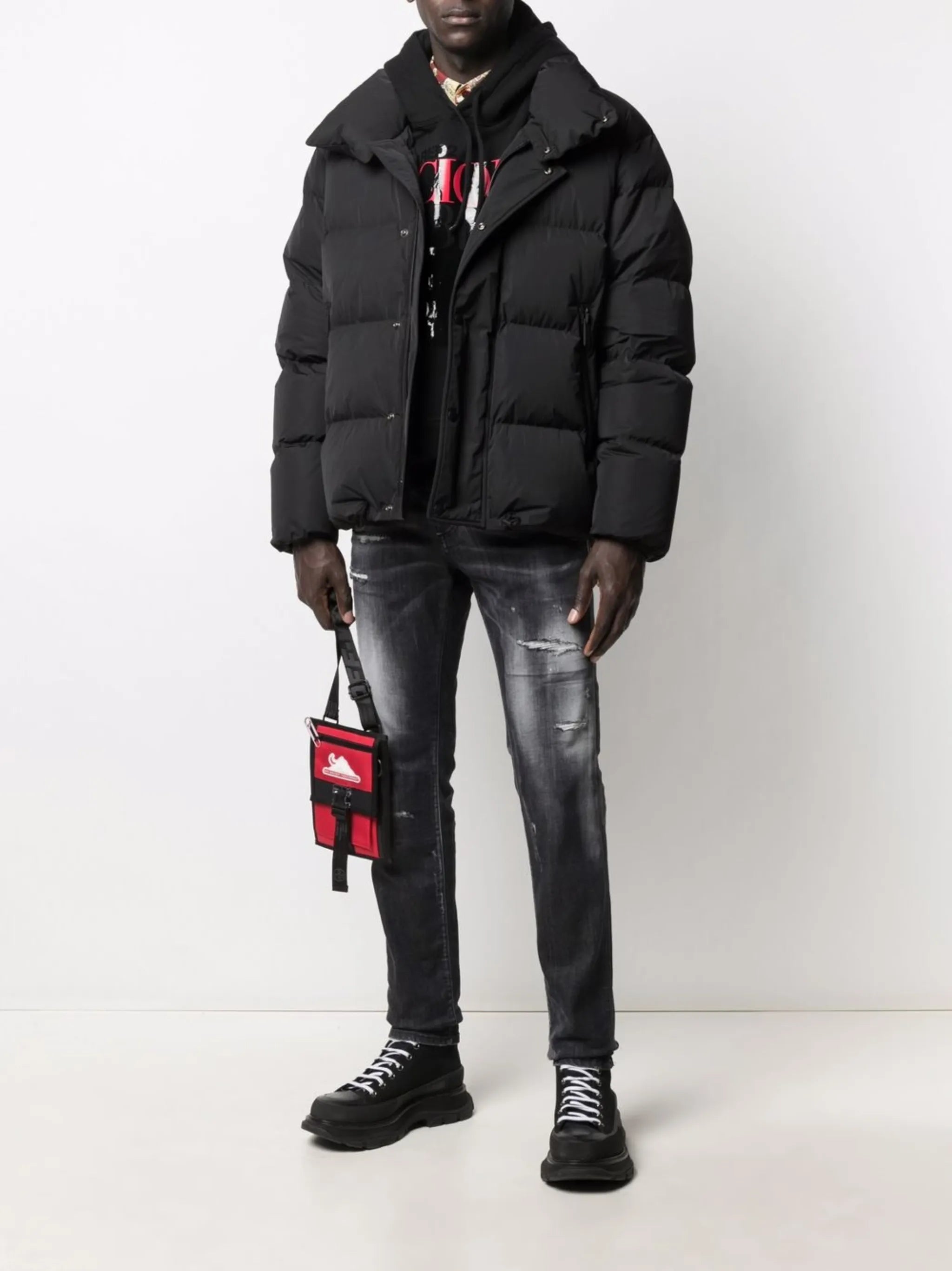 logo-print puffer coat
