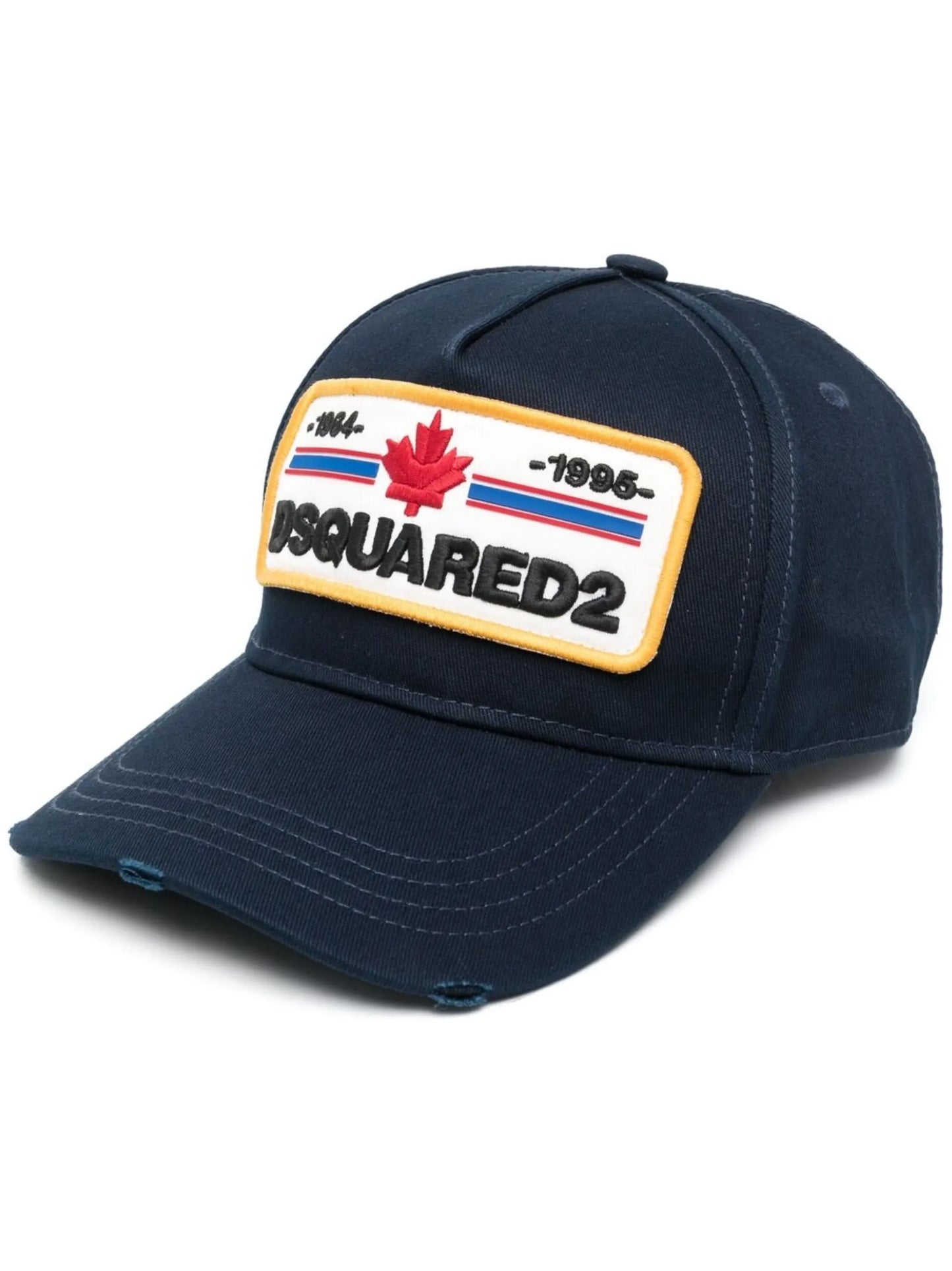 distressed-effect logo-patch baseball cap