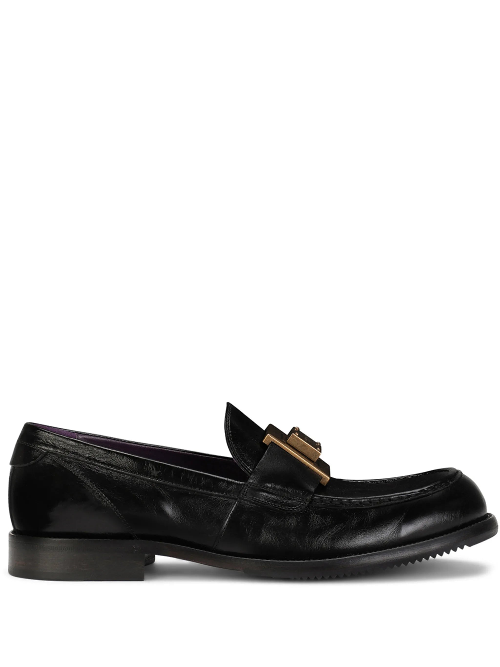logo-plaque leather loafers