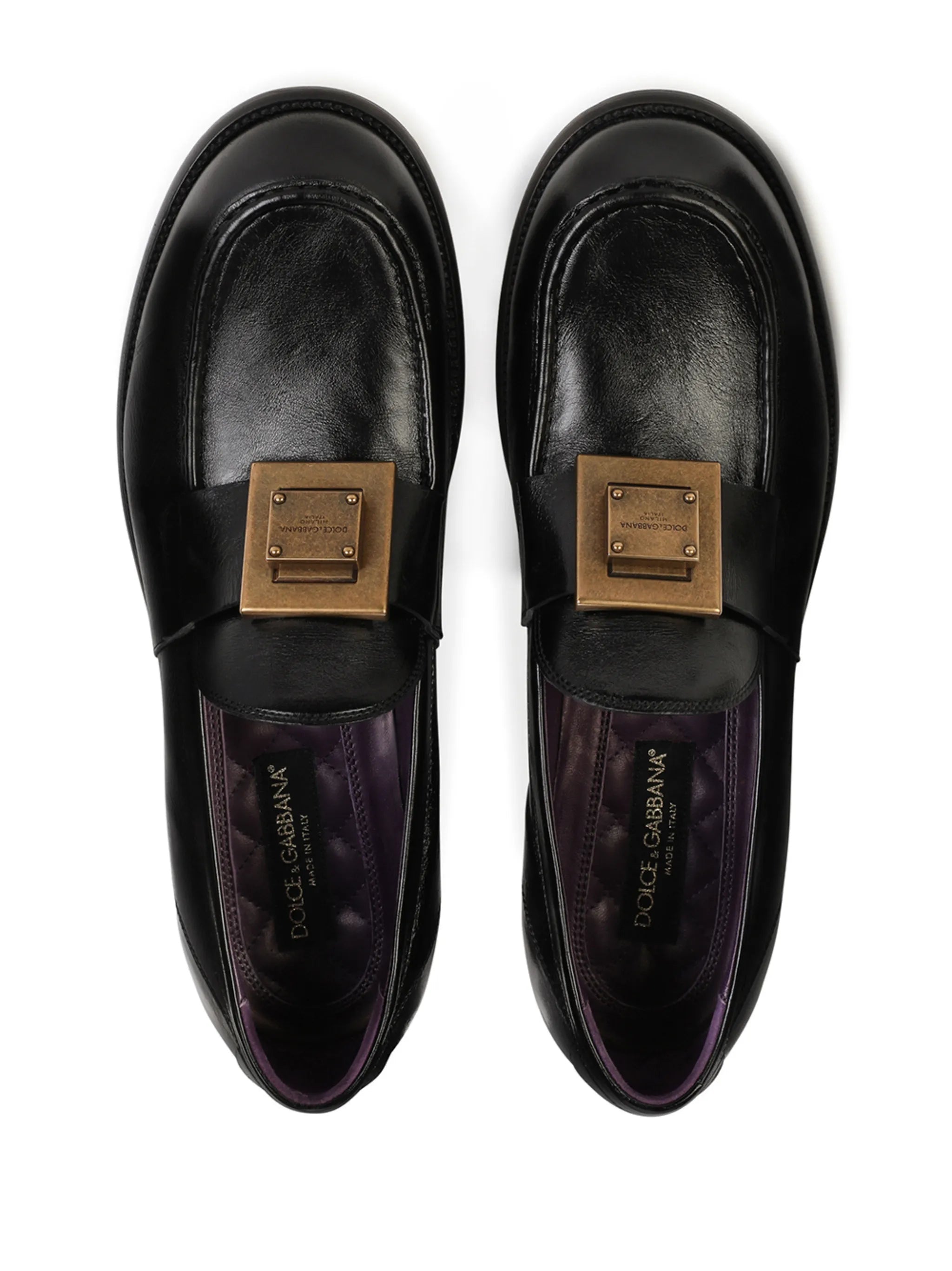 logo-plaque leather loafers