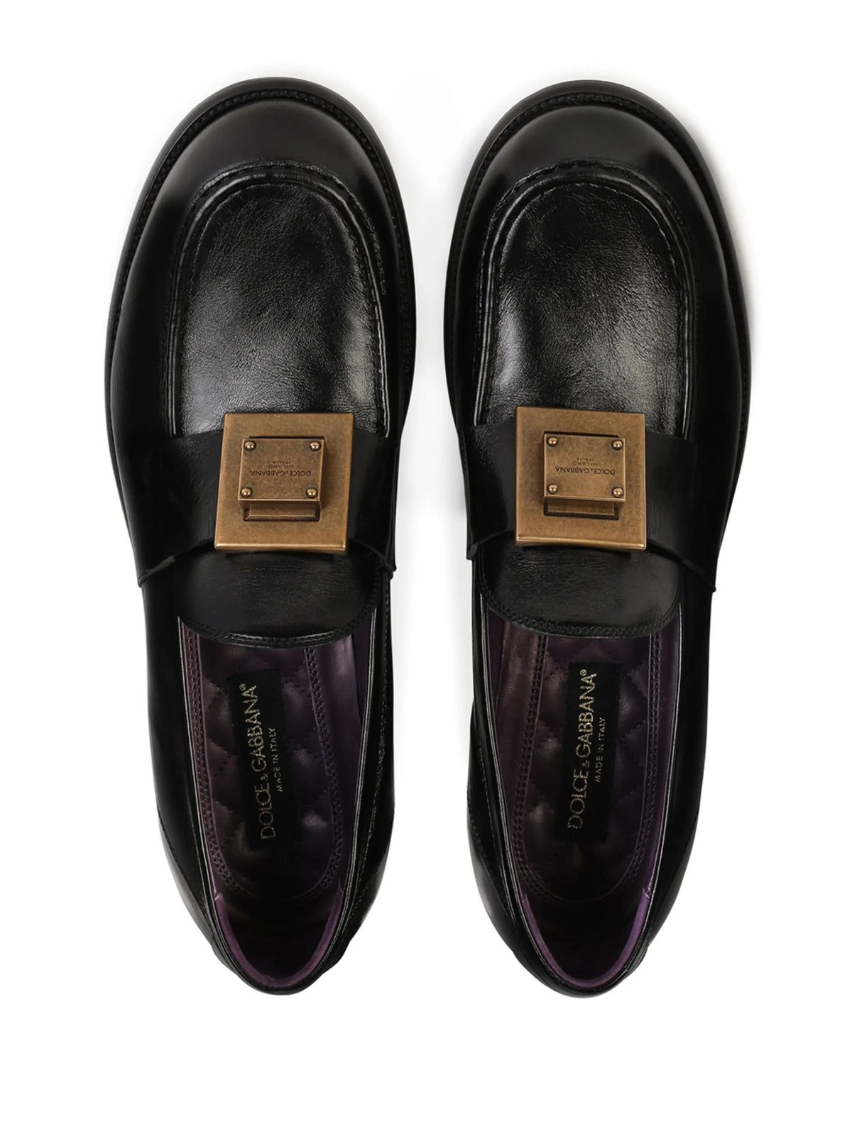 logo-plaque leather loafers