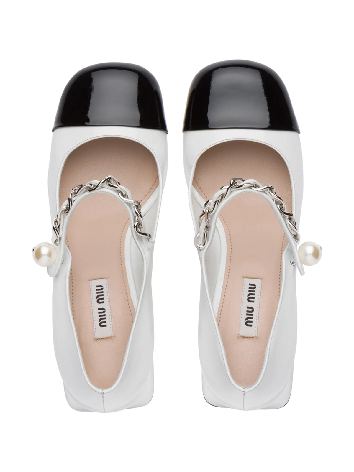 chain pearl strap pumps