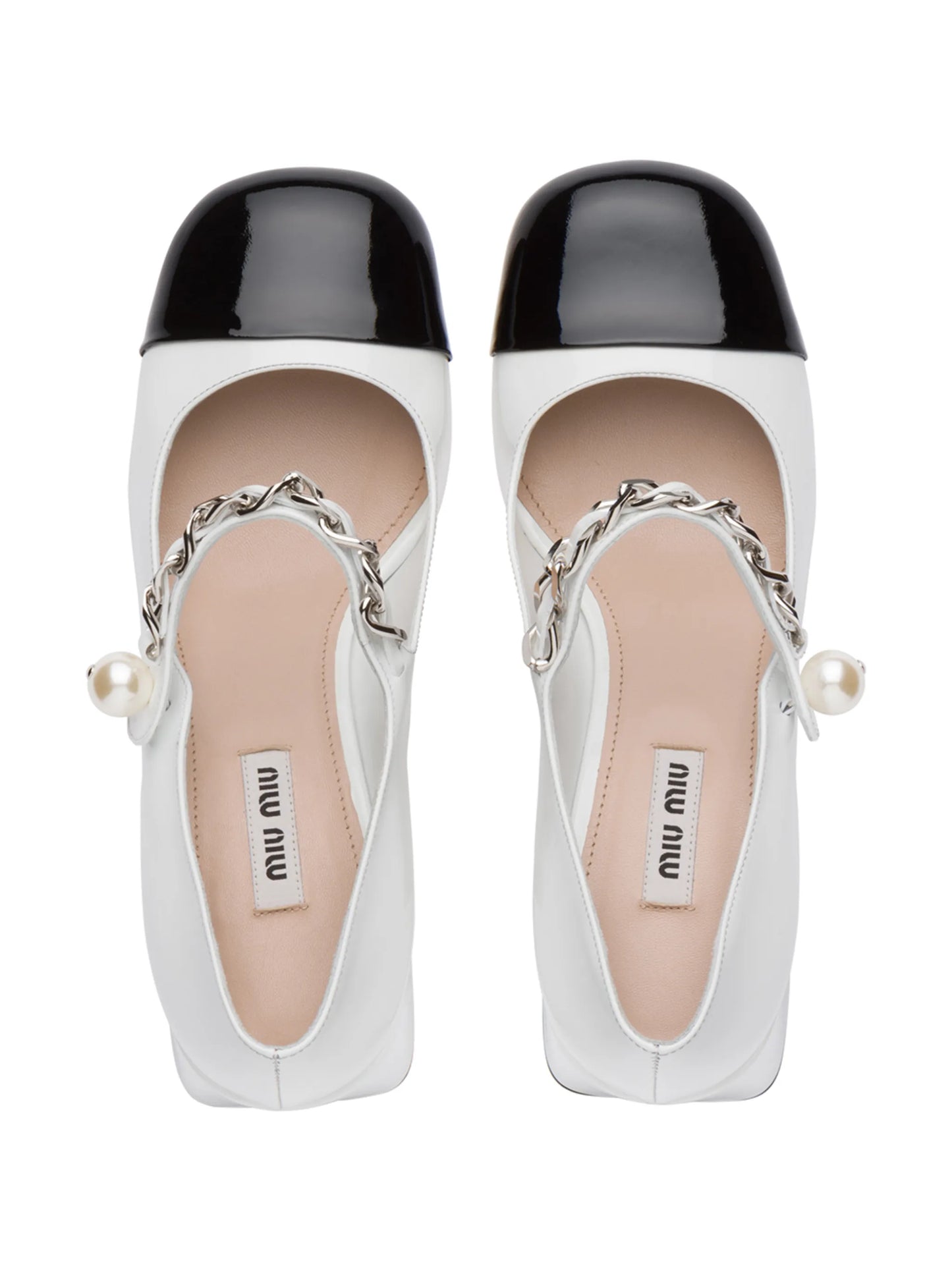 chain pearl strap pumps
