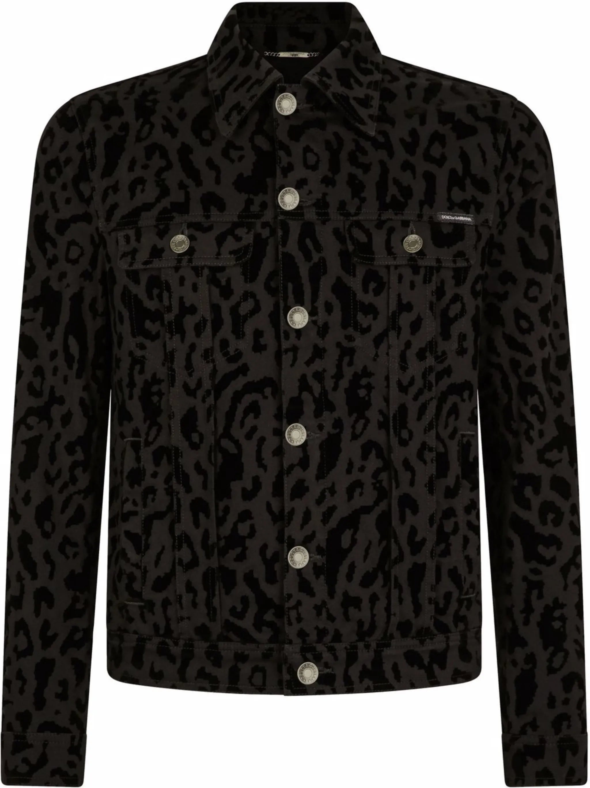 animal-print denim jacket