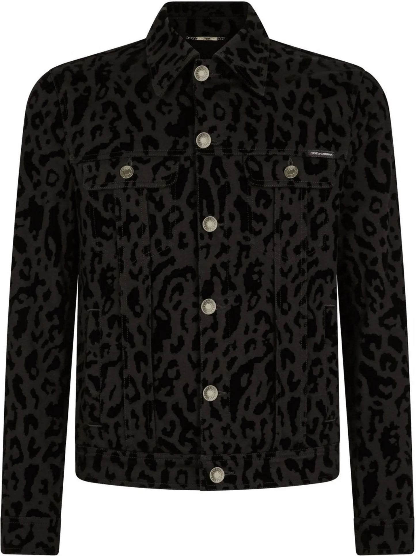 animal-print denim jacket