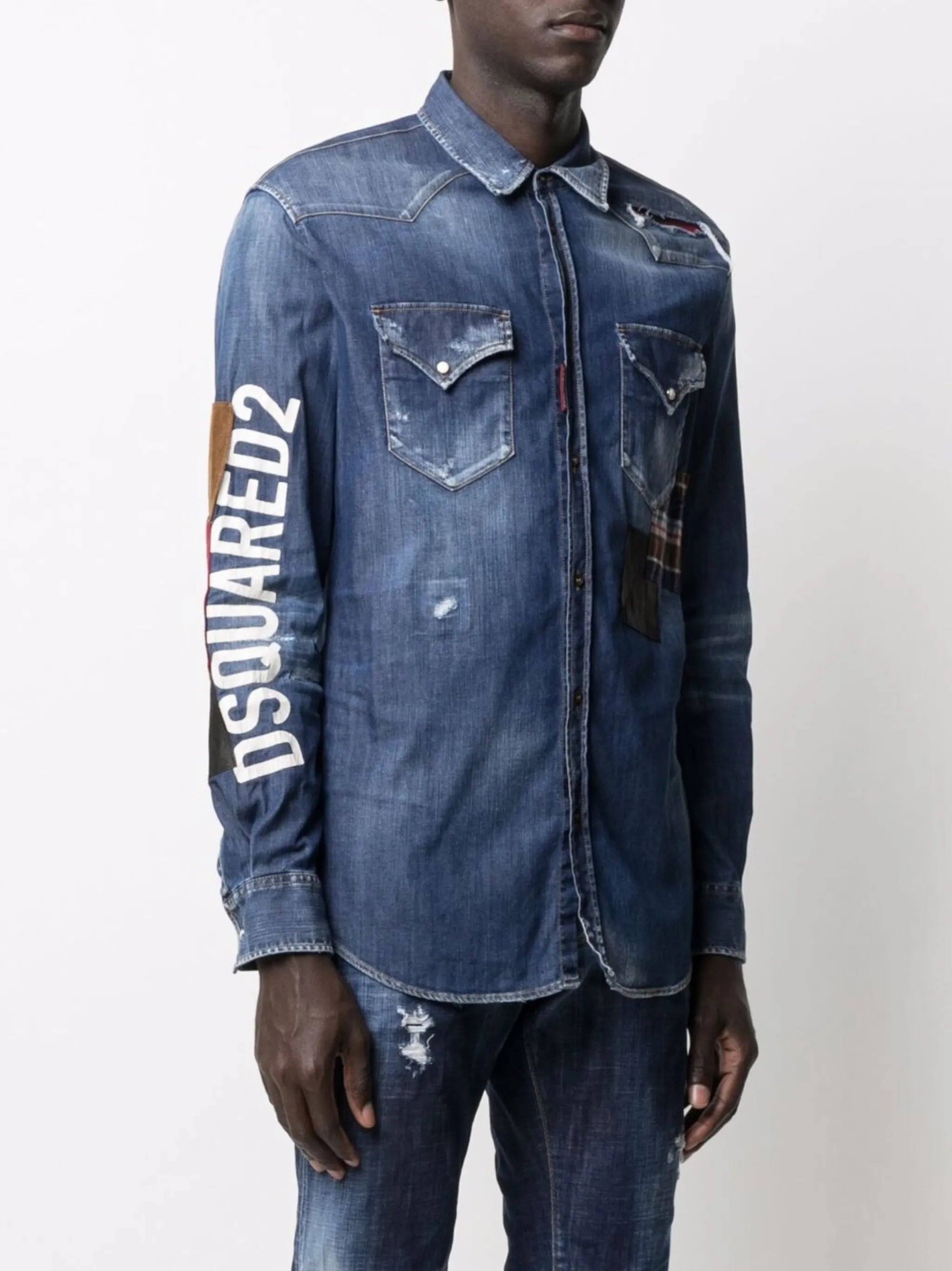 distressed denim shirt