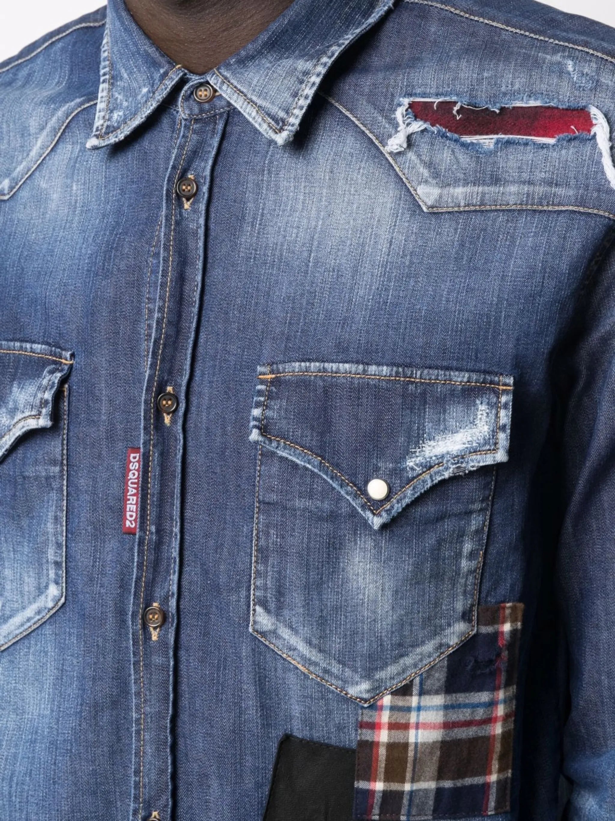 distressed denim shirt