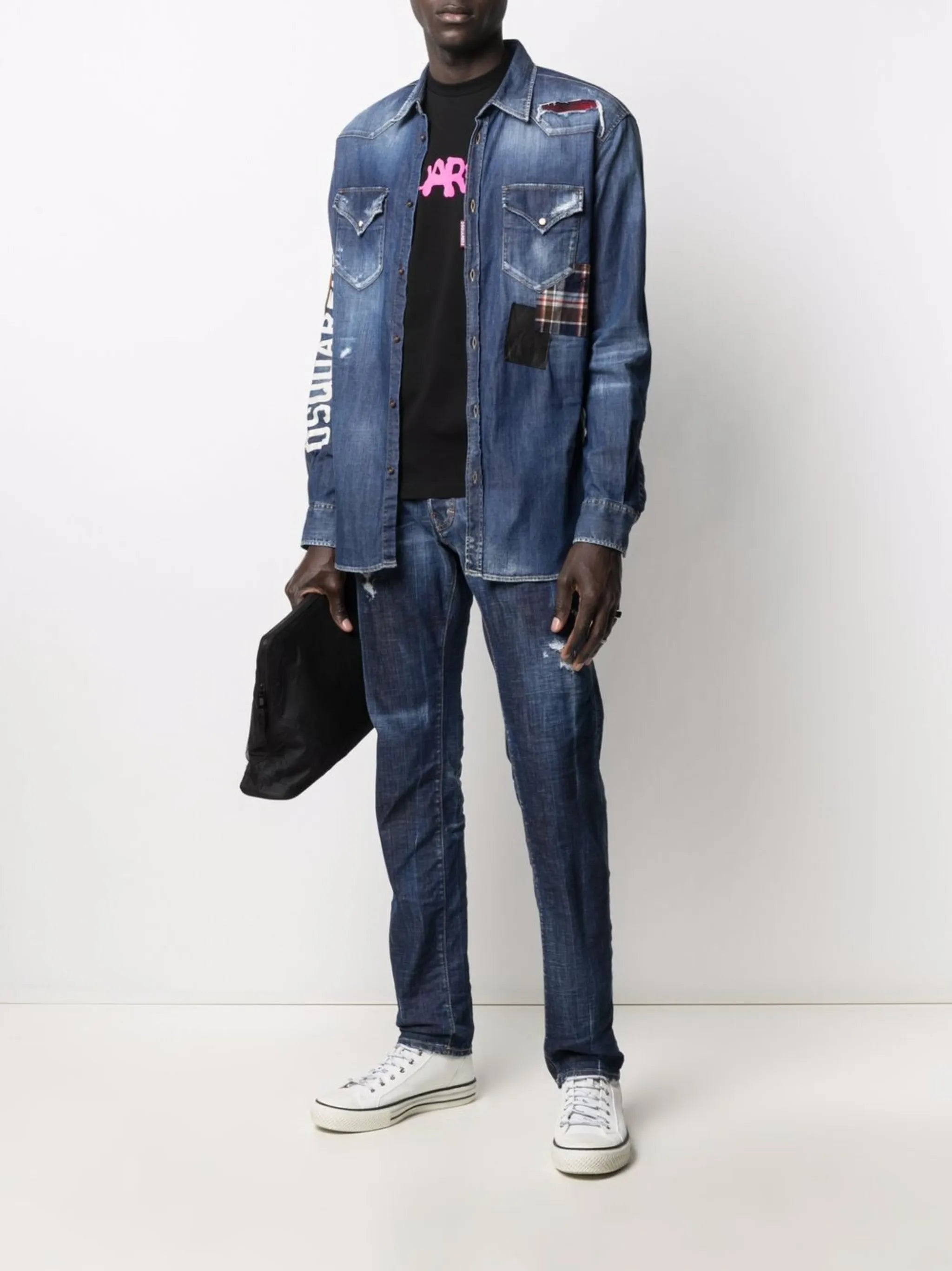 distressed denim shirt