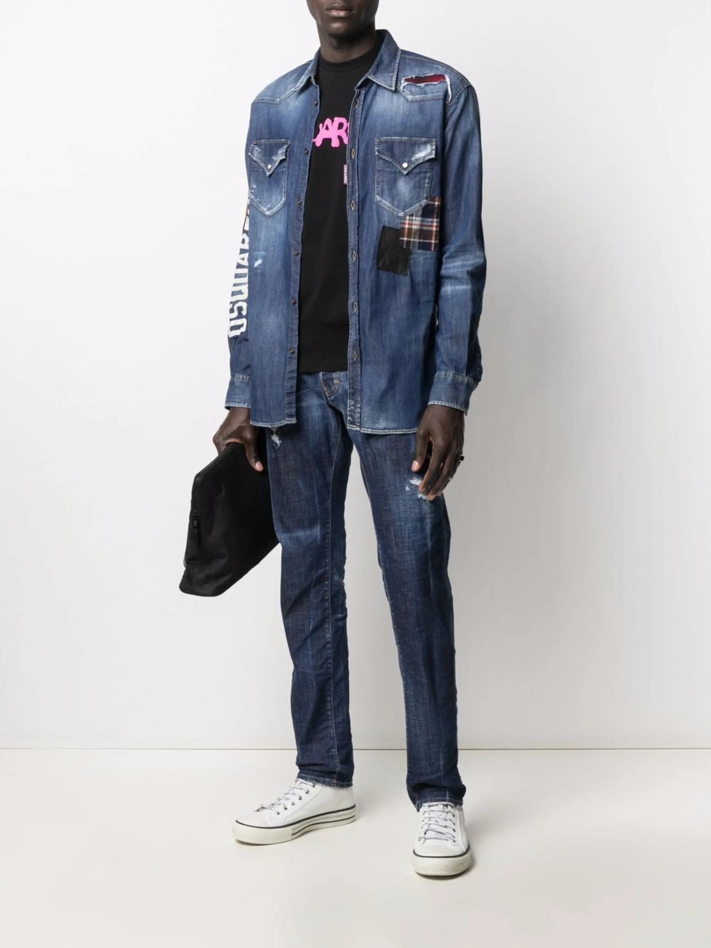 distressed denim shirt