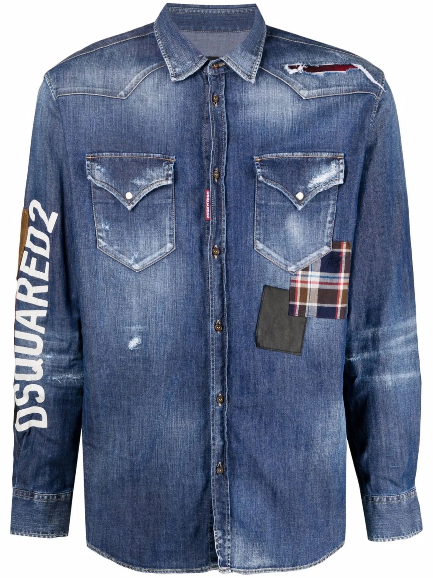 distressed denim shirt