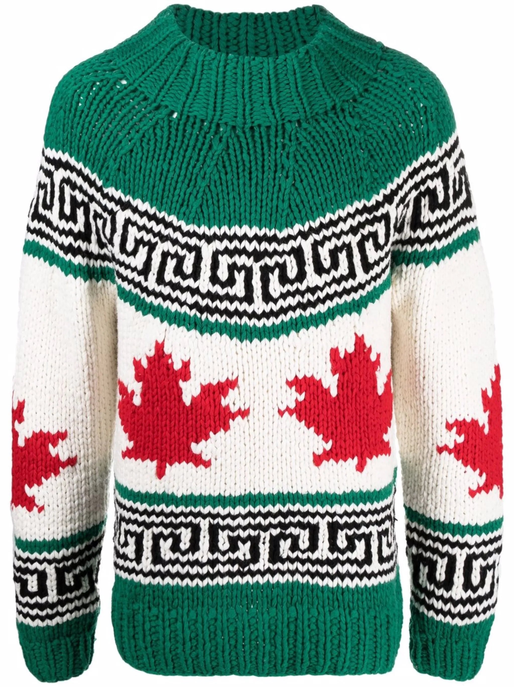 intarsia-knit mock-neck jumper