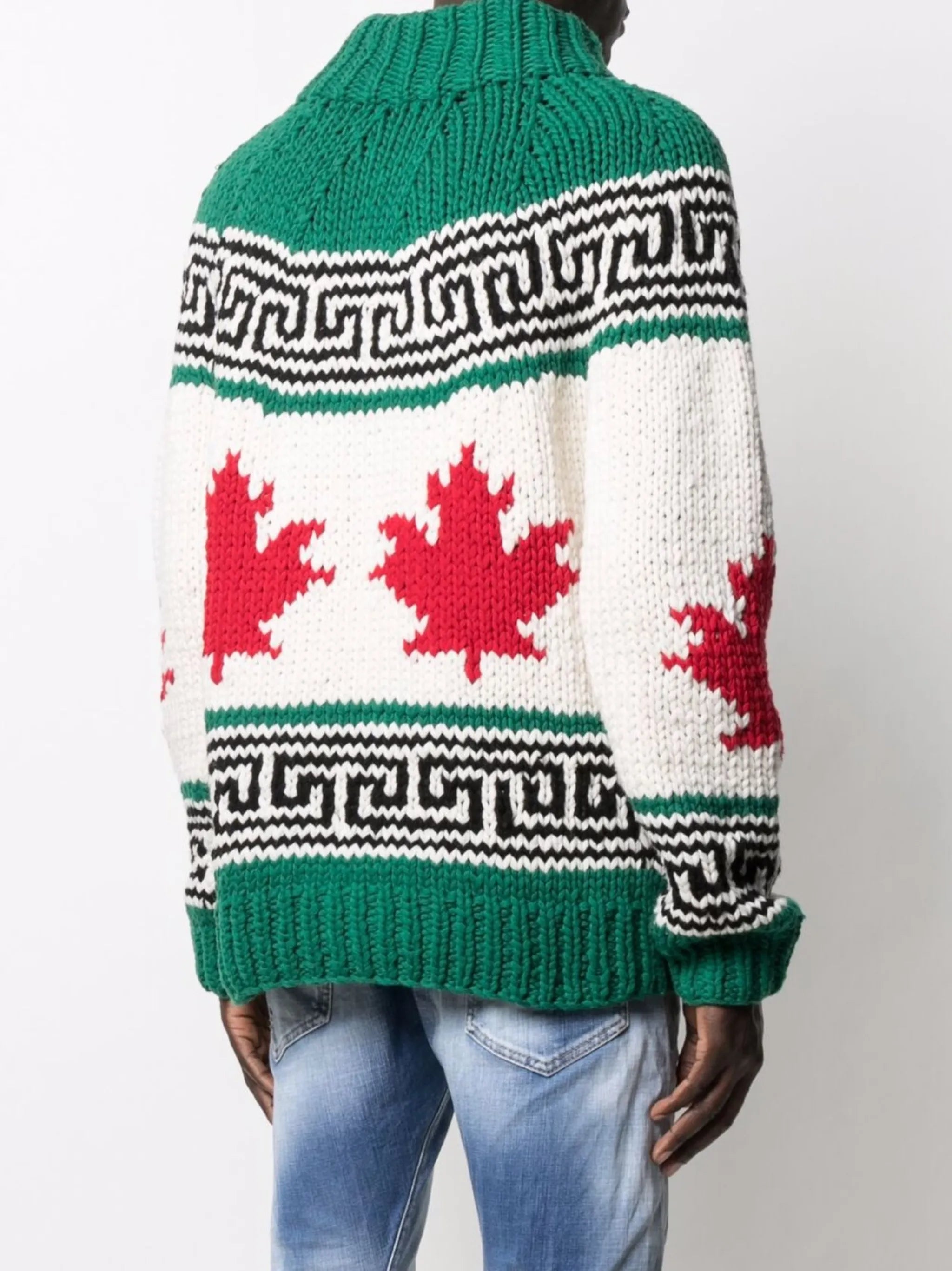 intarsia-knit mock-neck jumper