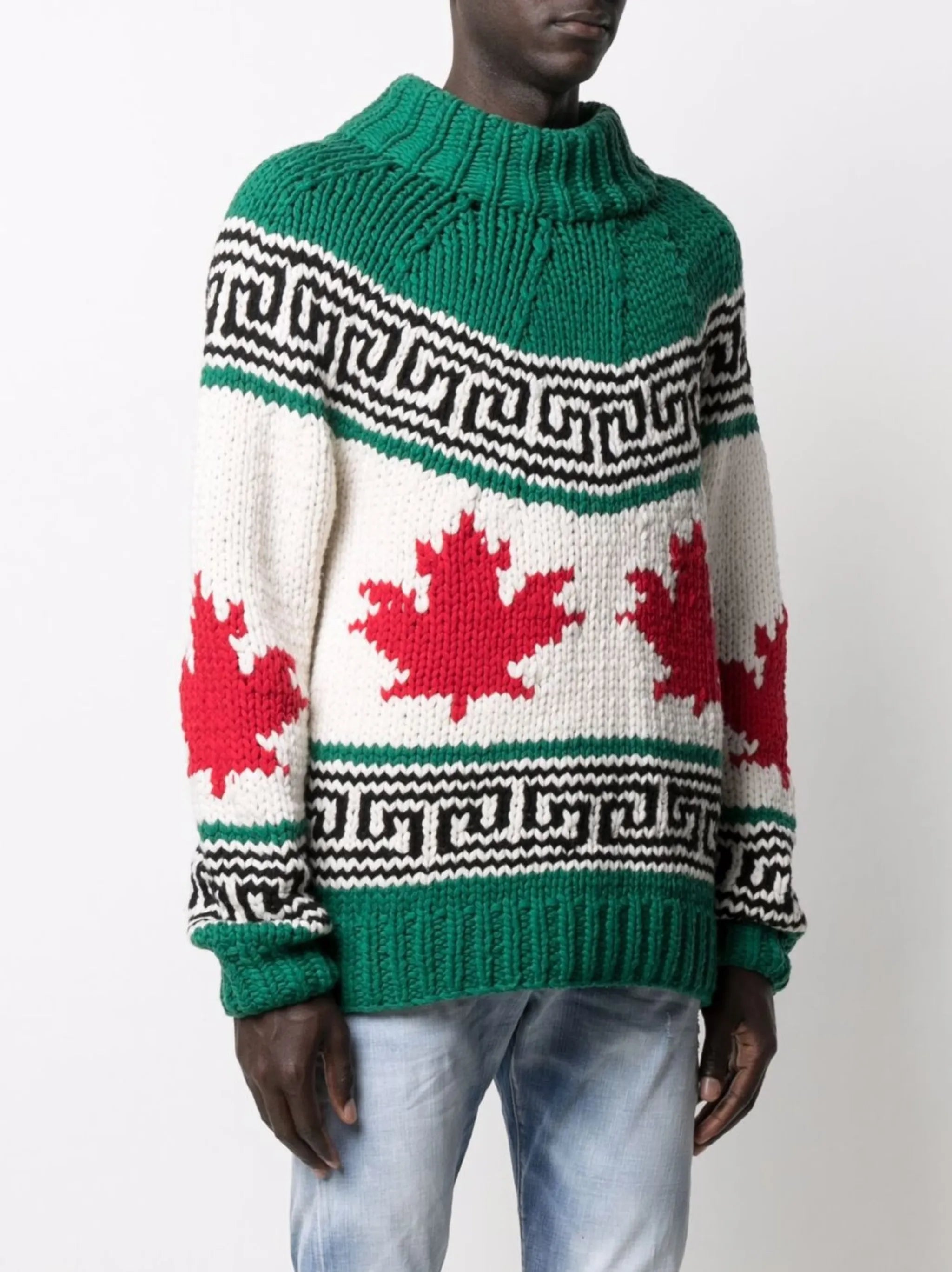 intarsia-knit mock-neck jumper