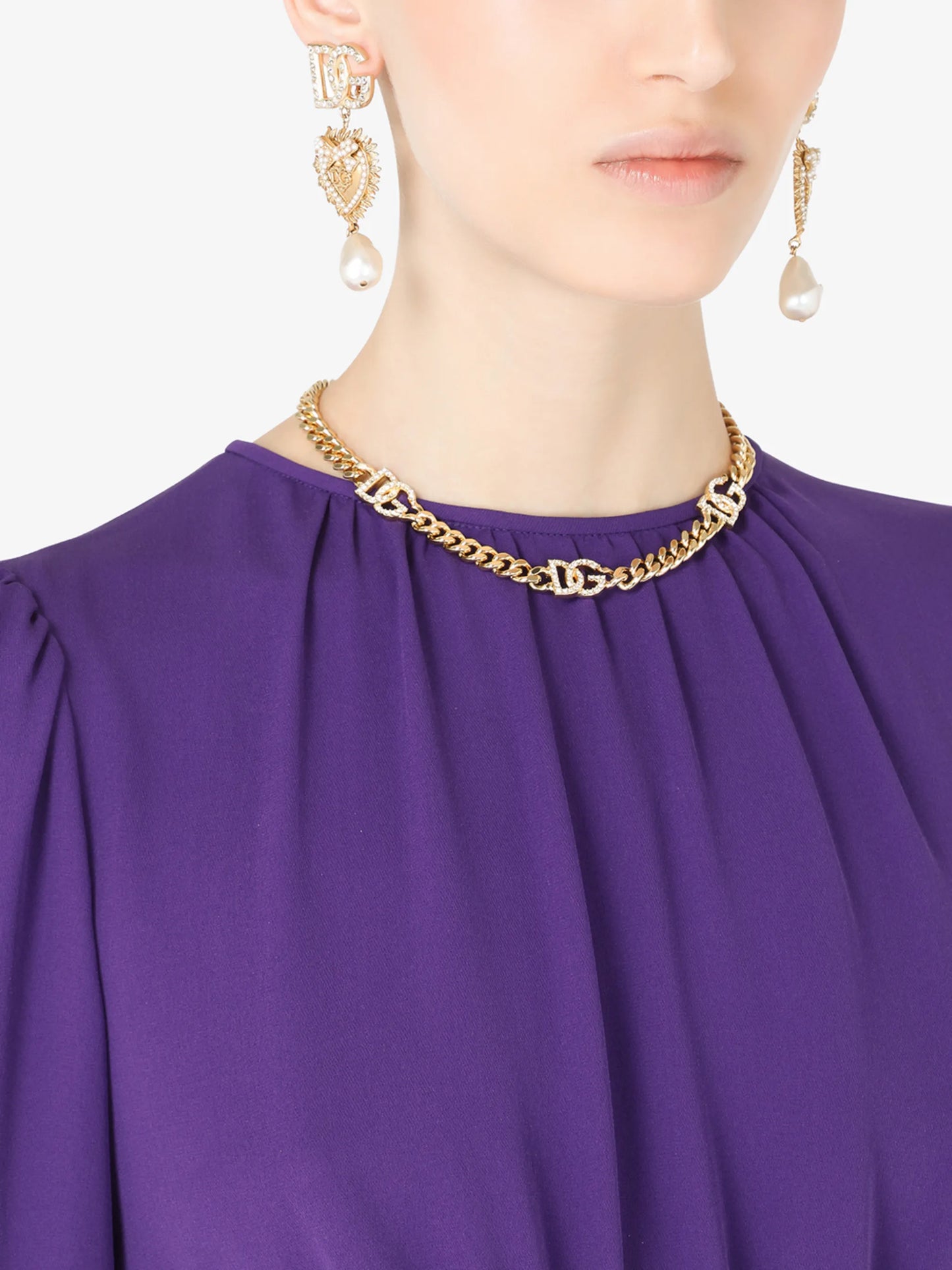 DG-logo rhinestone-embellished choker