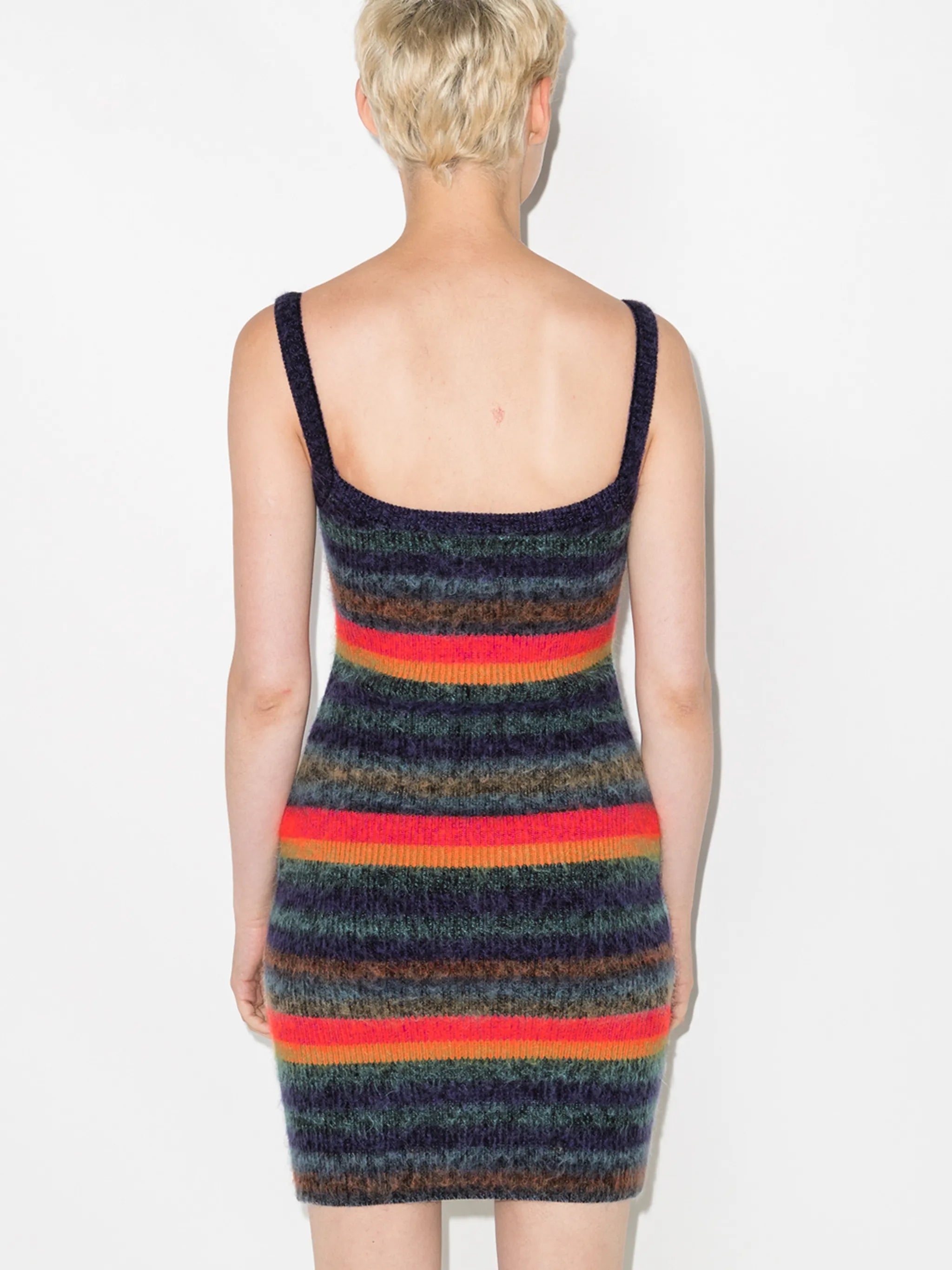 striped brushed sleeveless dress