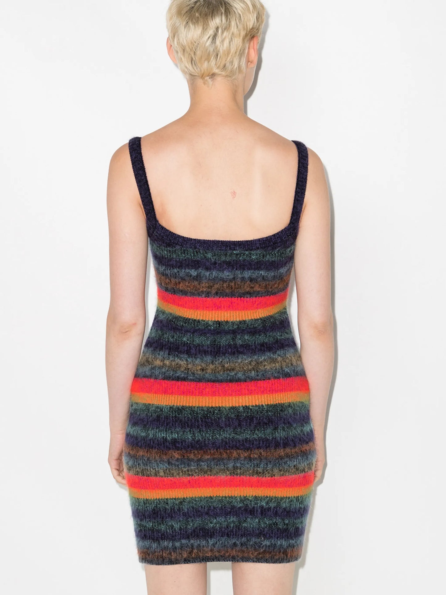 striped brushed sleeveless dress