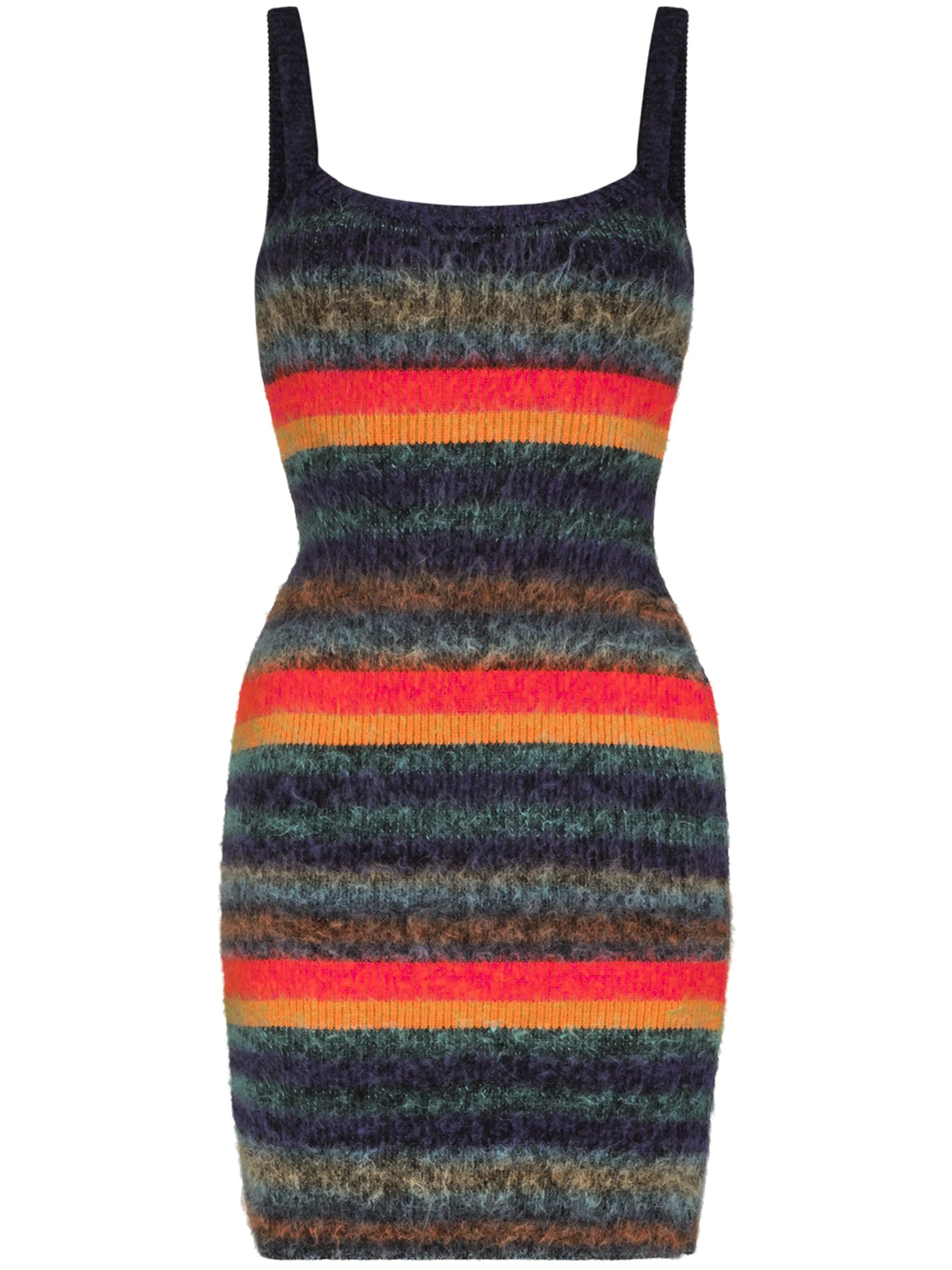 striped brushed sleeveless dress