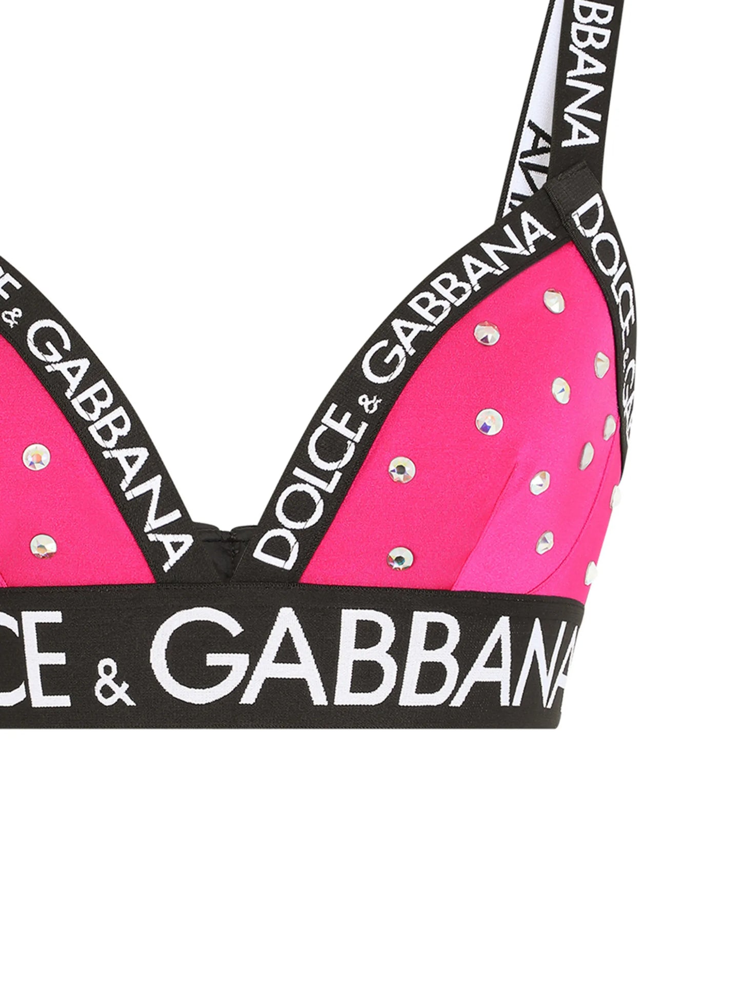 sequin embellished logo trim bra top