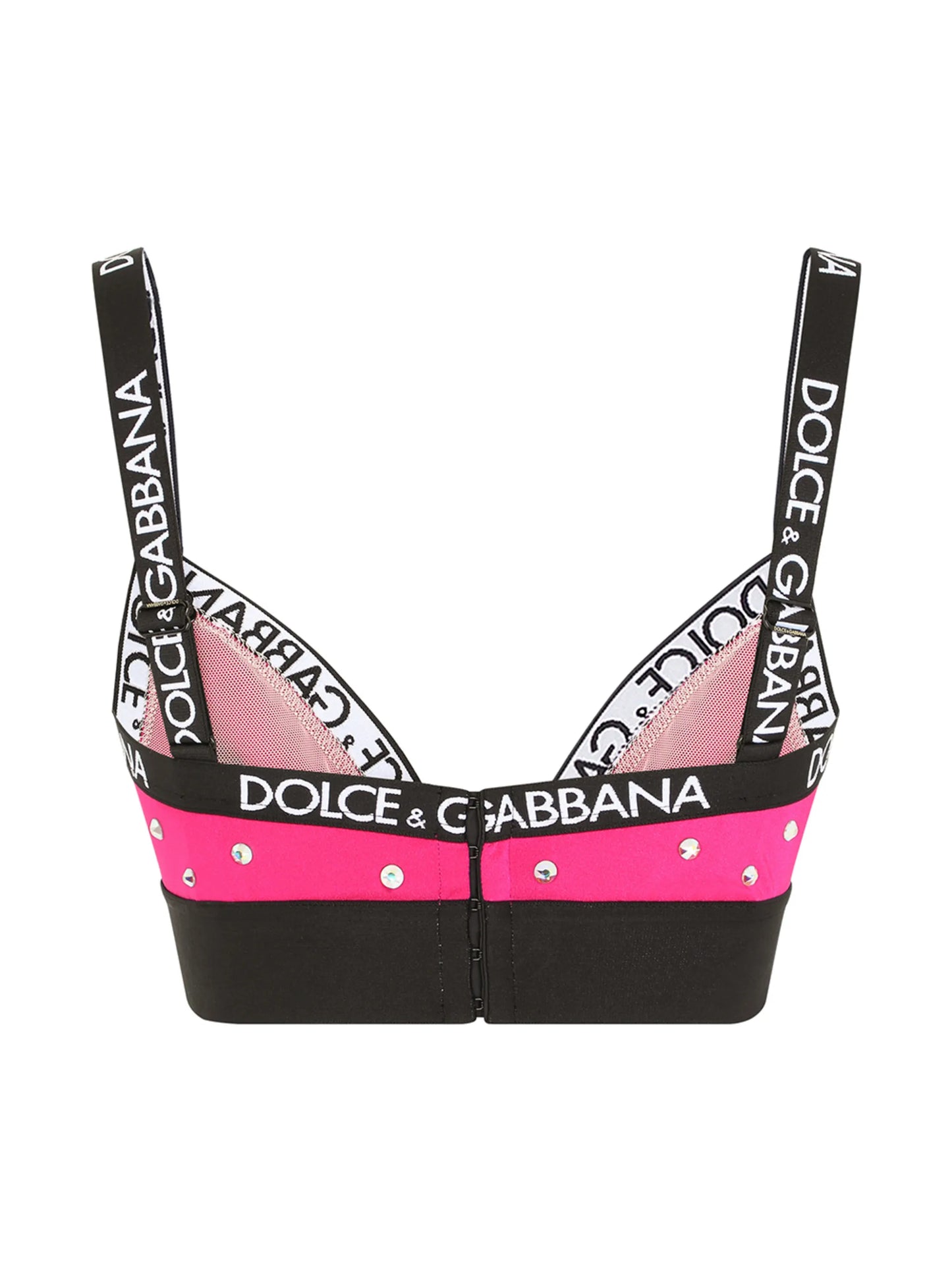 sequin embellished logo trim bra top