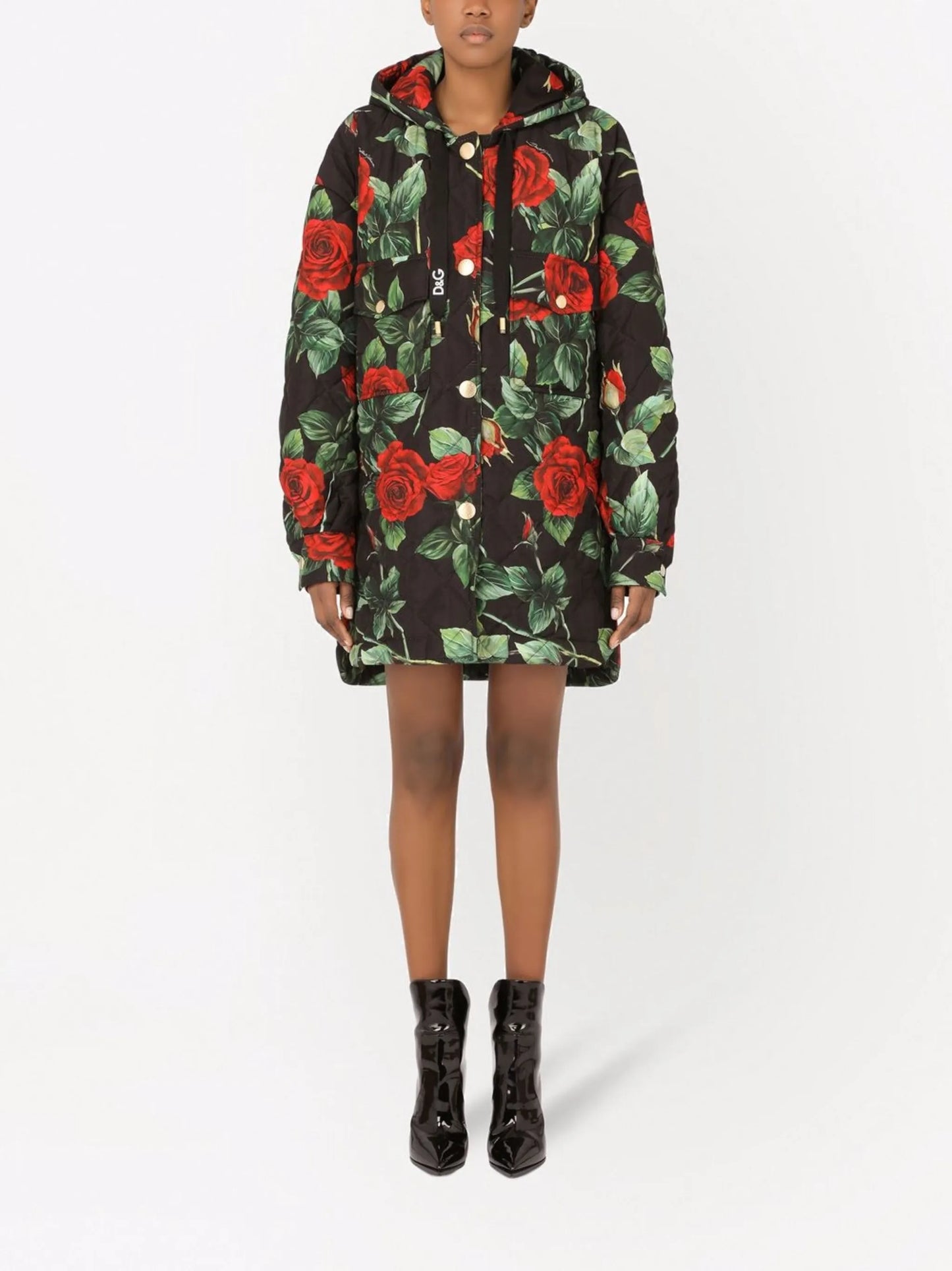 rose-print raincoat