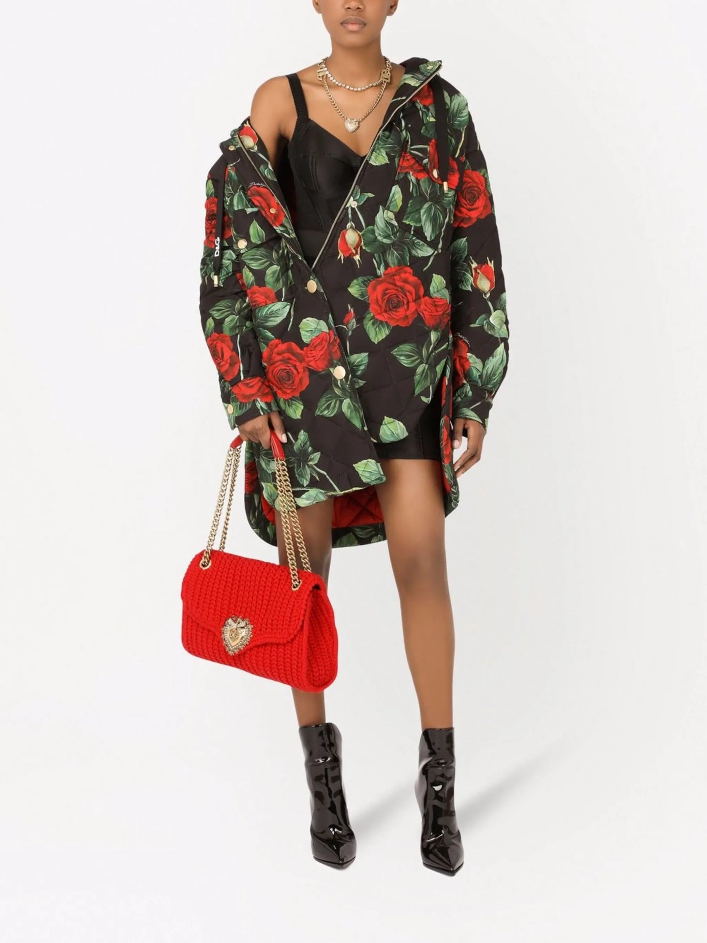 rose-print raincoat