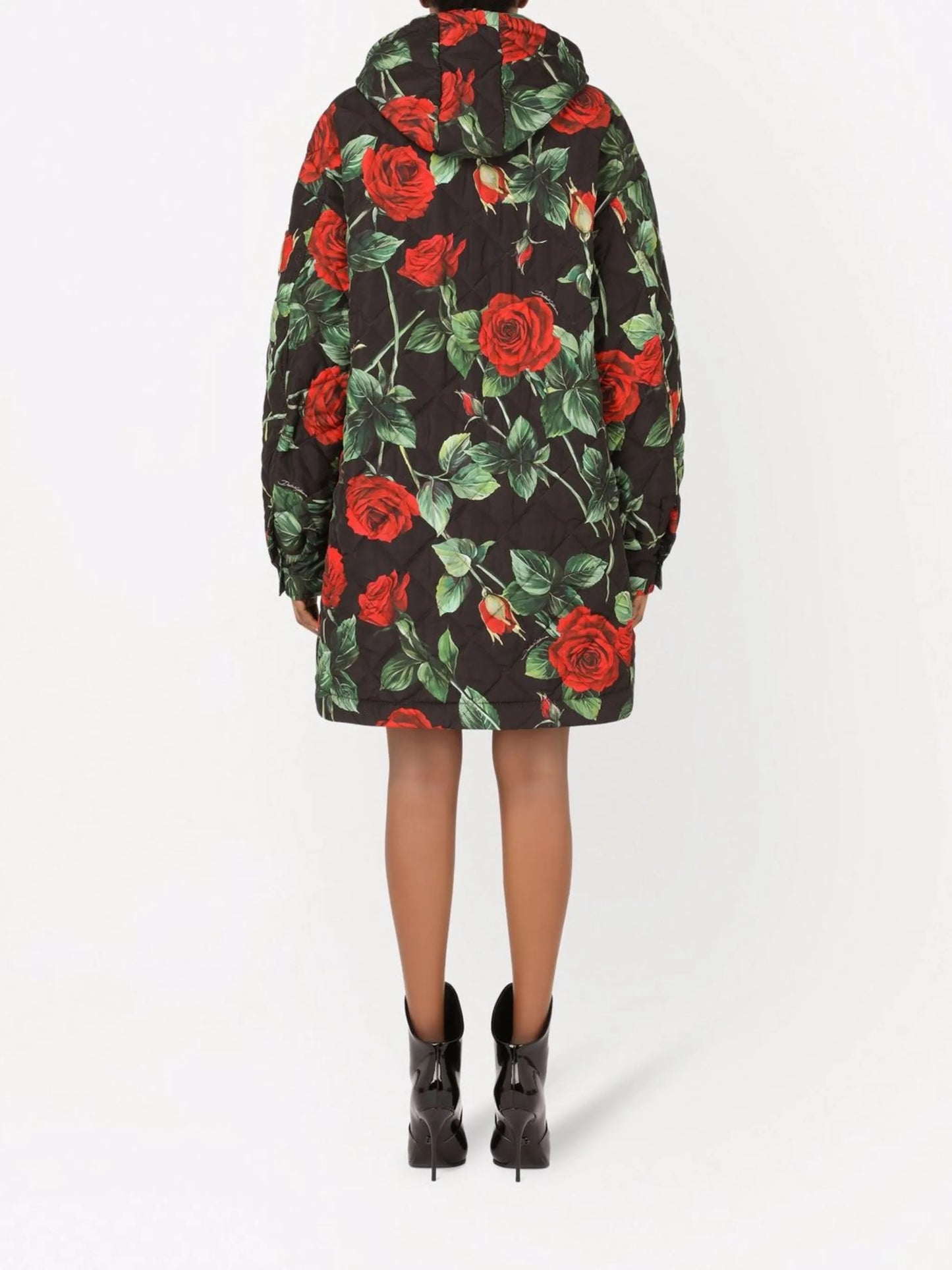 rose-print raincoat