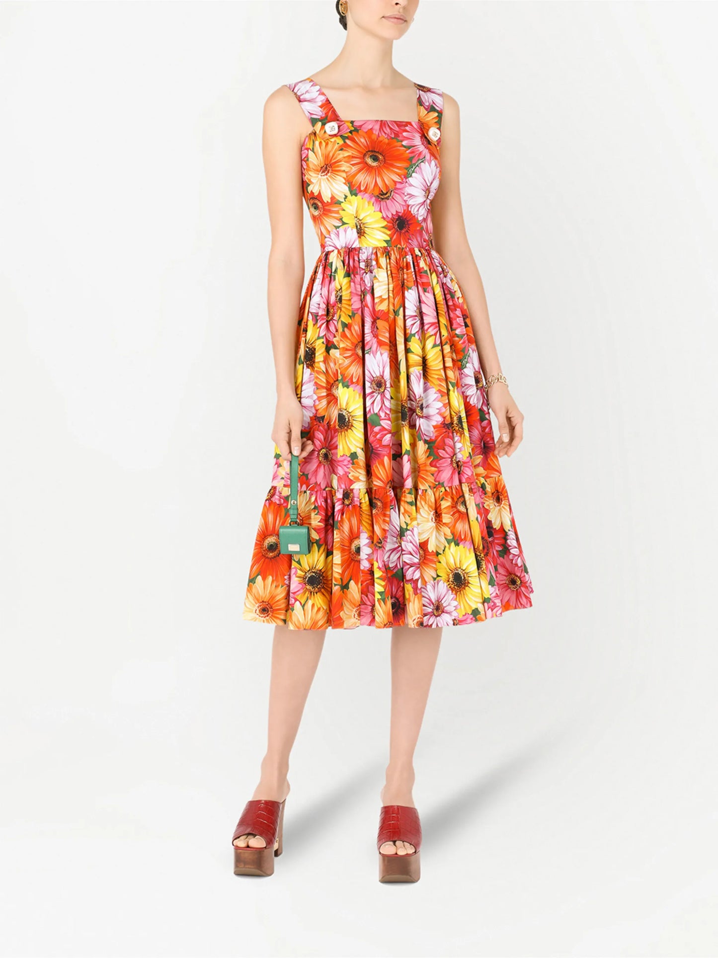 floral-print flared dress