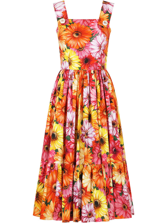 floral-print flared dress