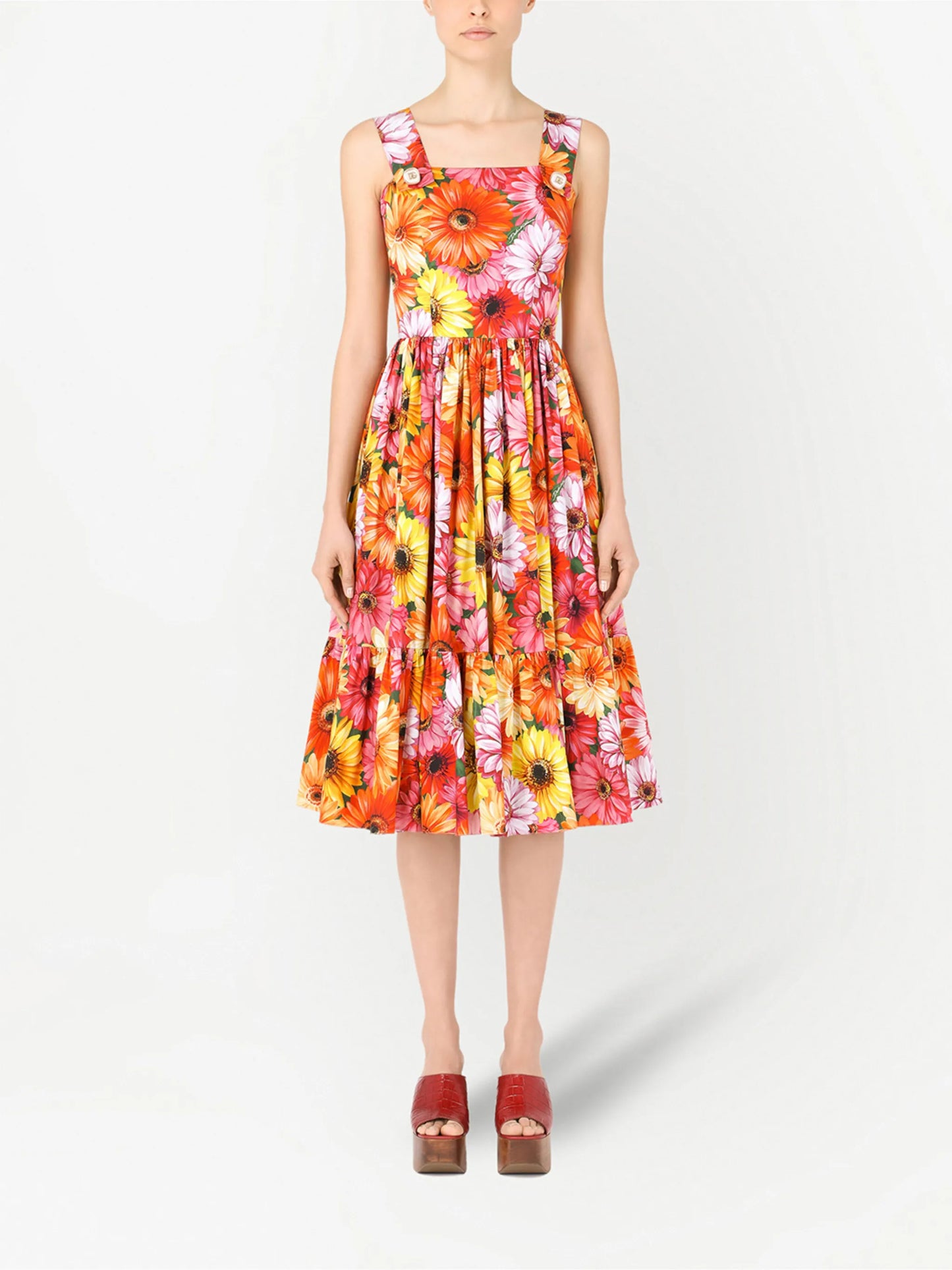 floral-print flared dress