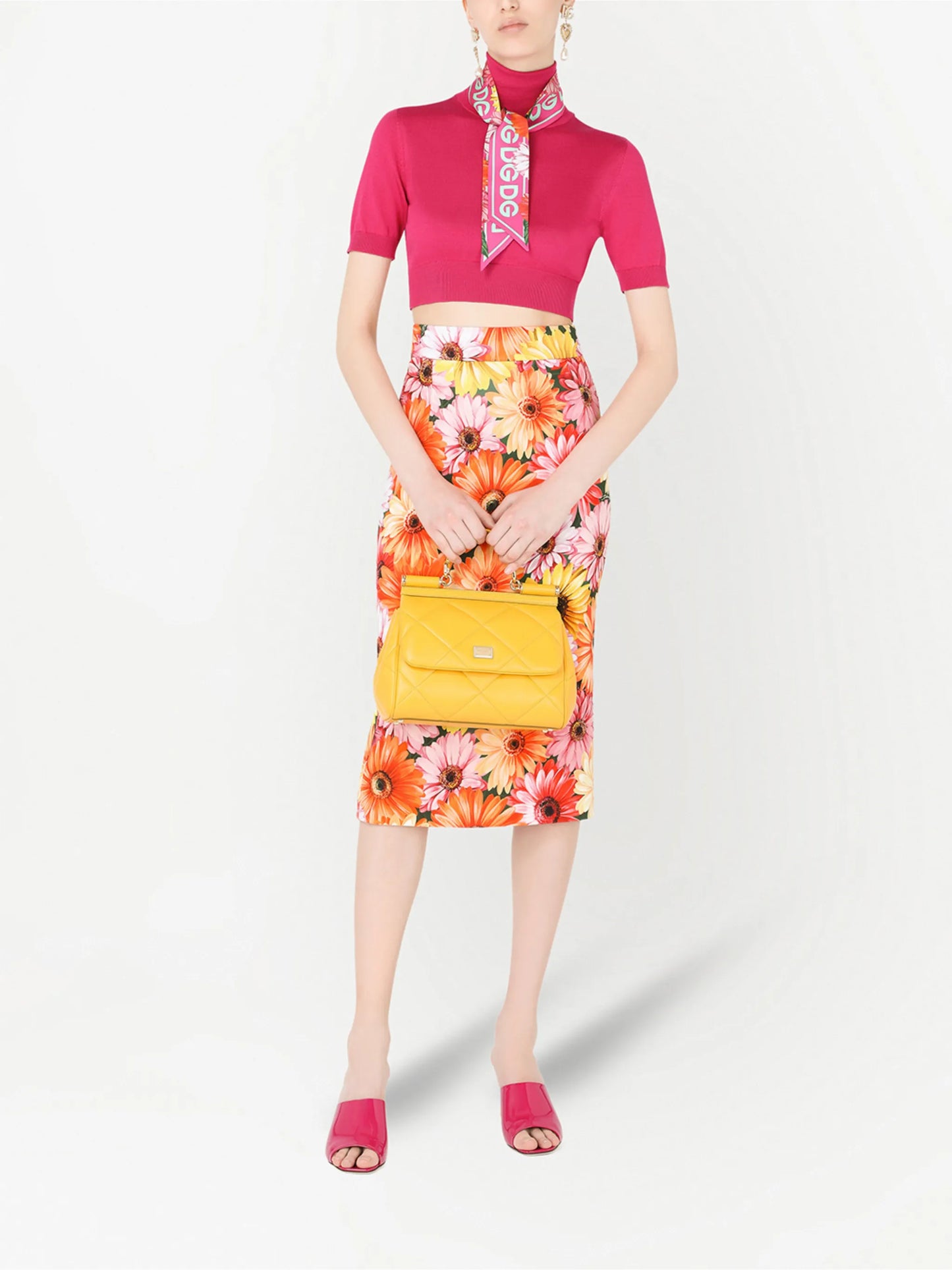 sunflower print pencil skirt