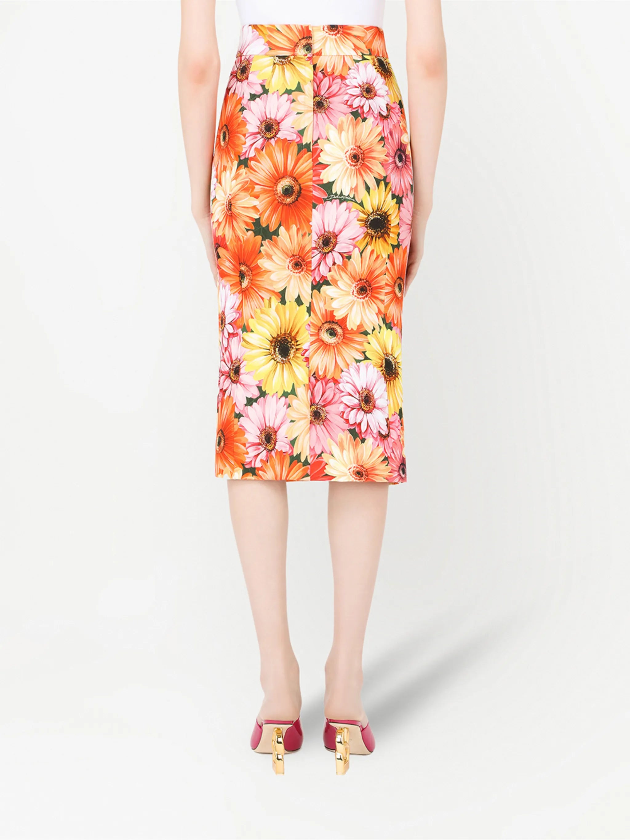sunflower print pencil skirt