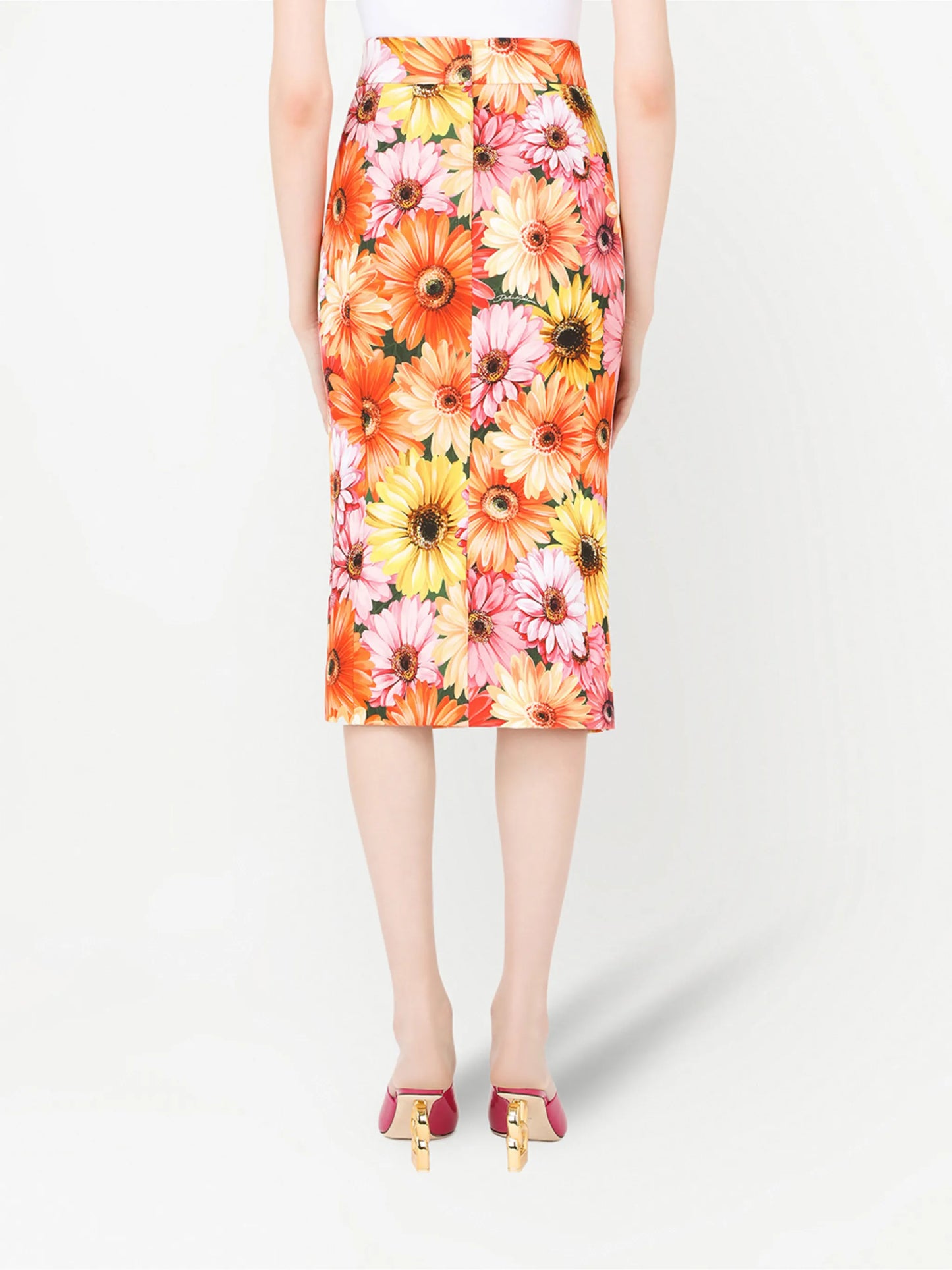 sunflower print pencil skirt