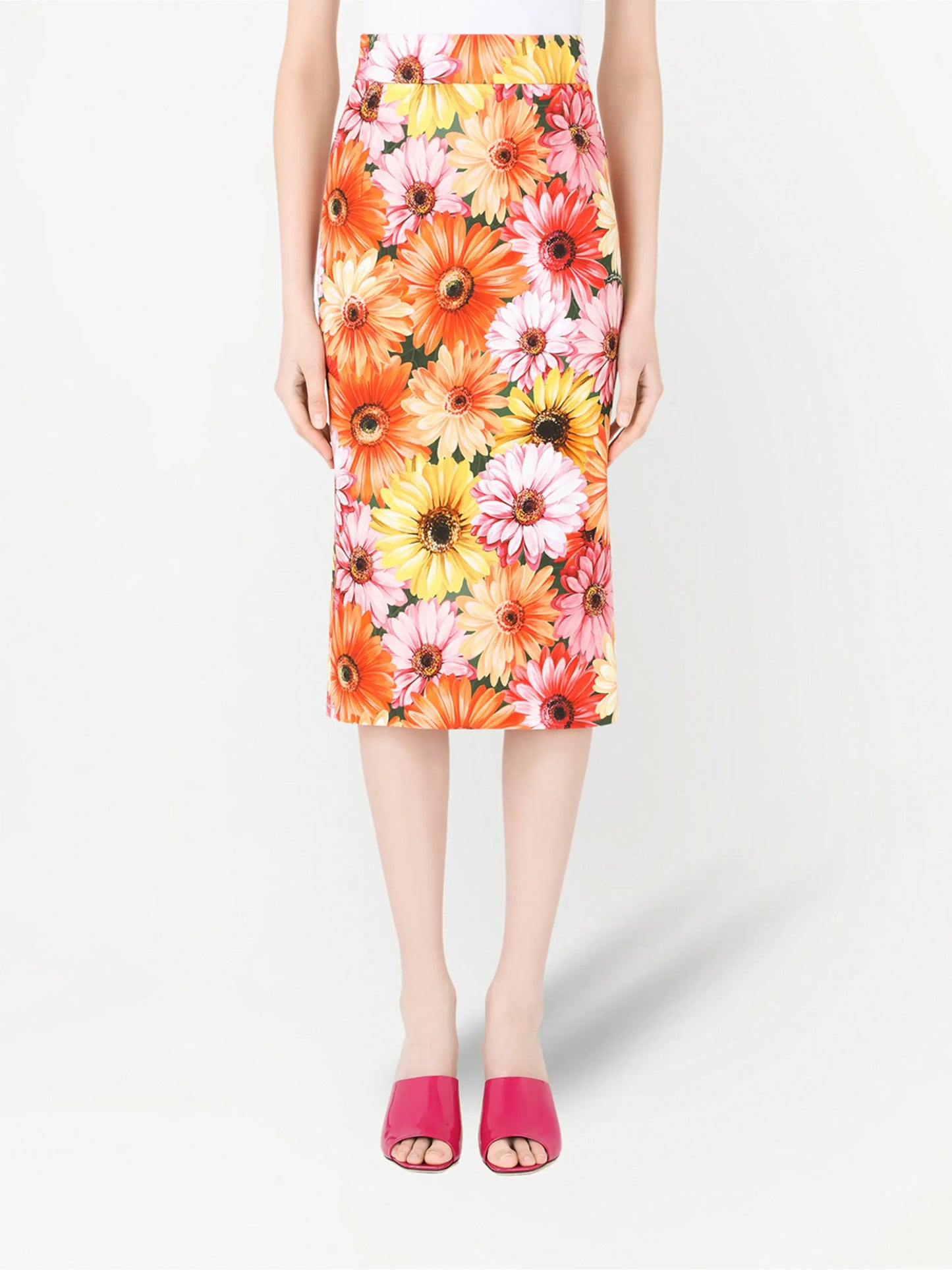 sunflower print pencil skirt