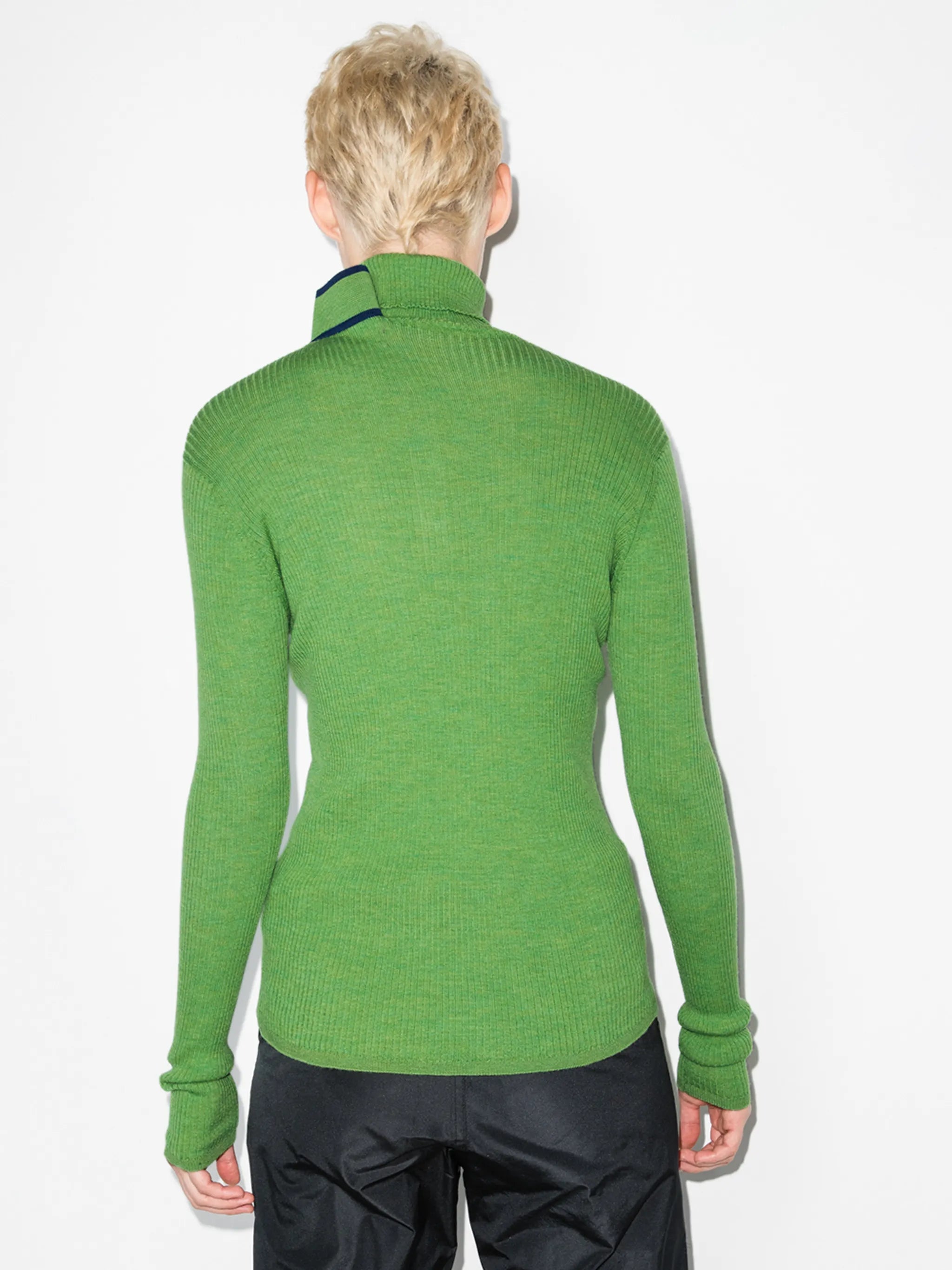 deconstructed roll neck wool jumper