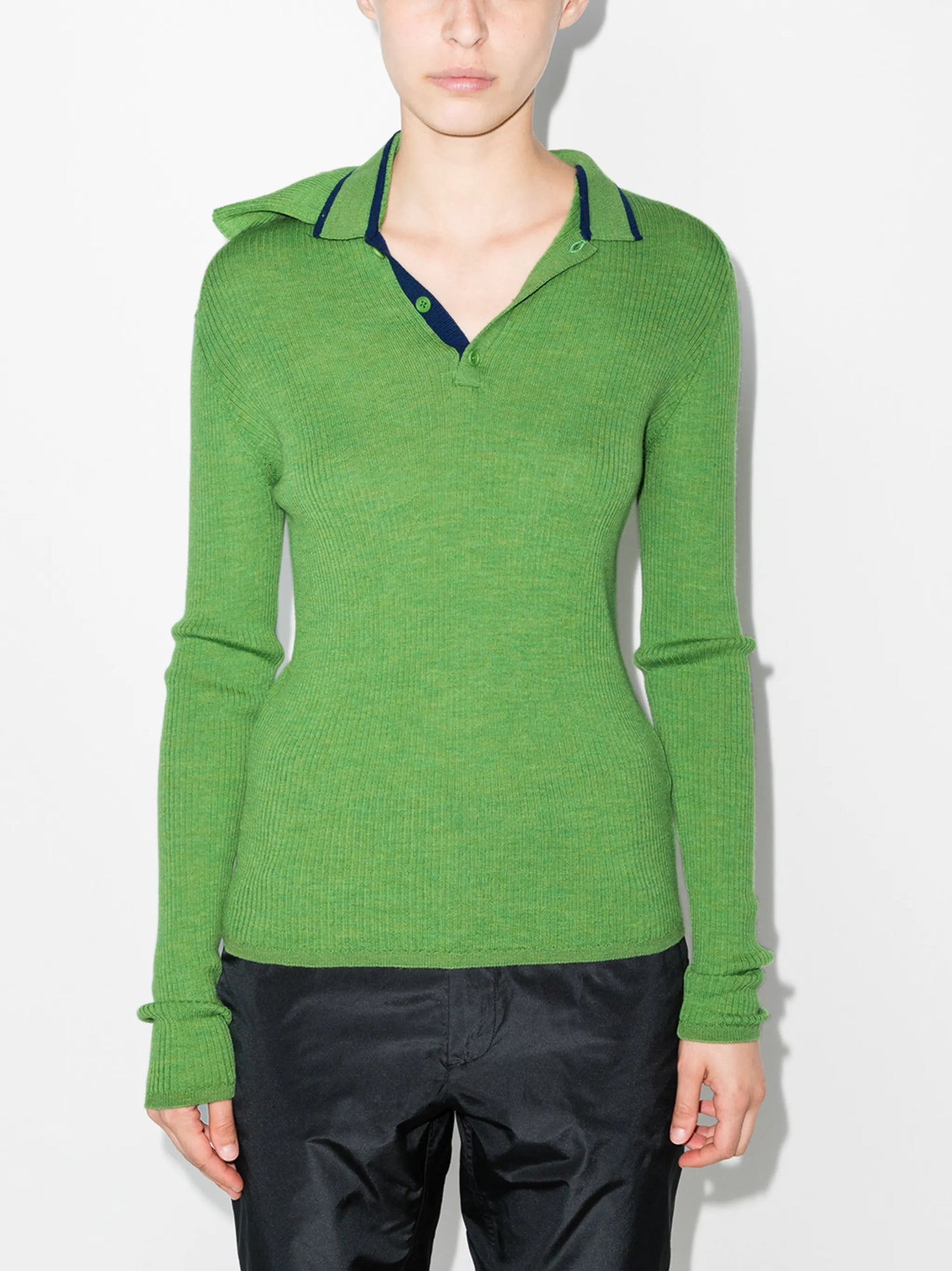 deconstructed roll neck wool jumper