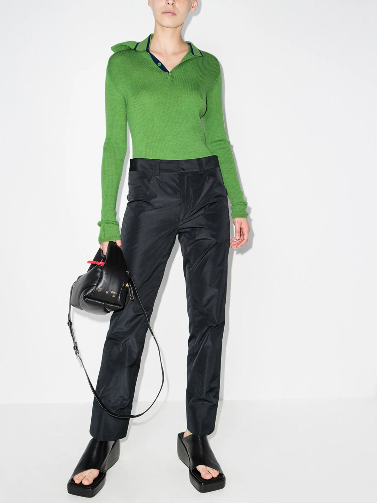 deconstructed roll neck wool jumper