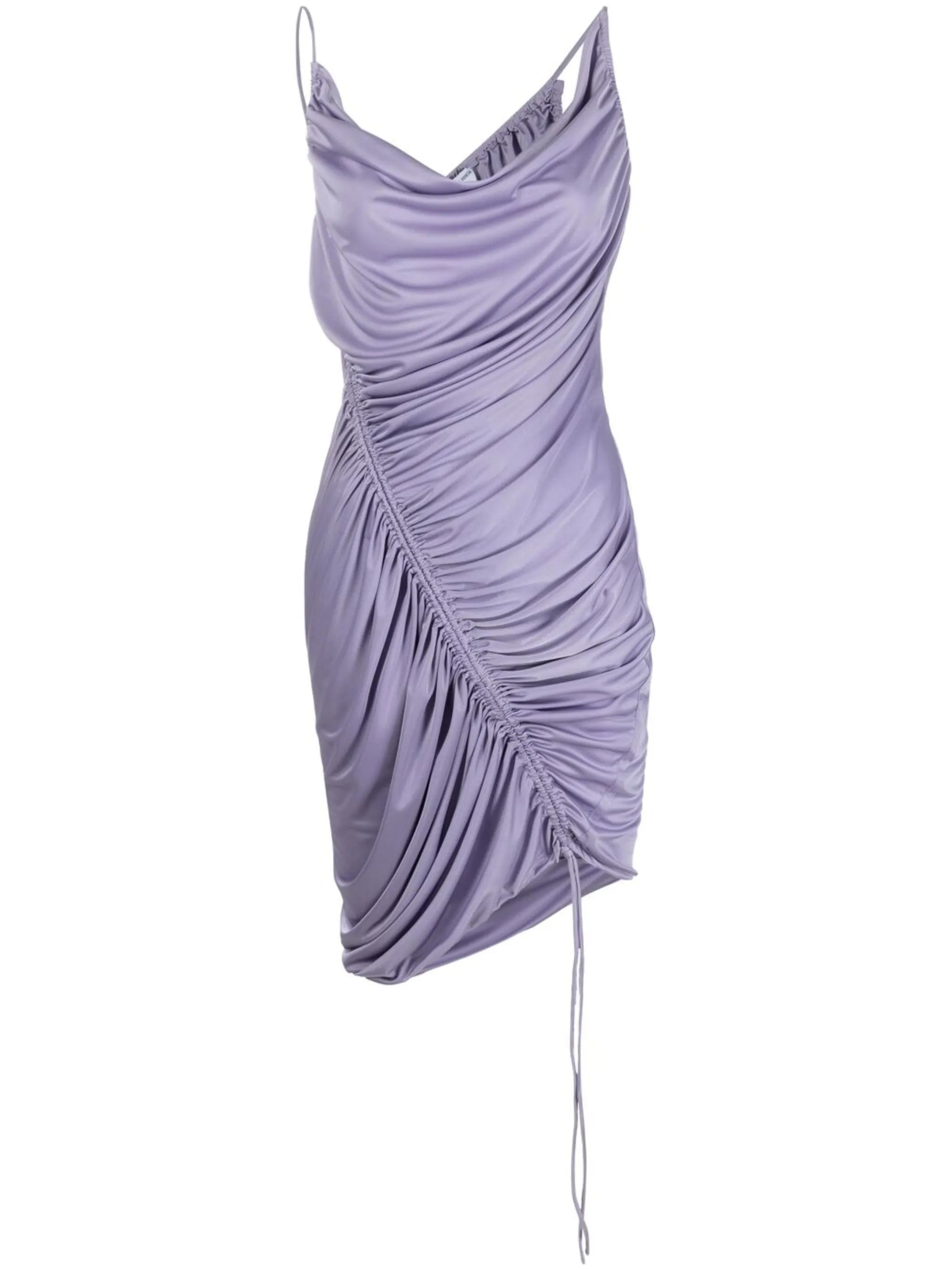 ruched satin mini-dress