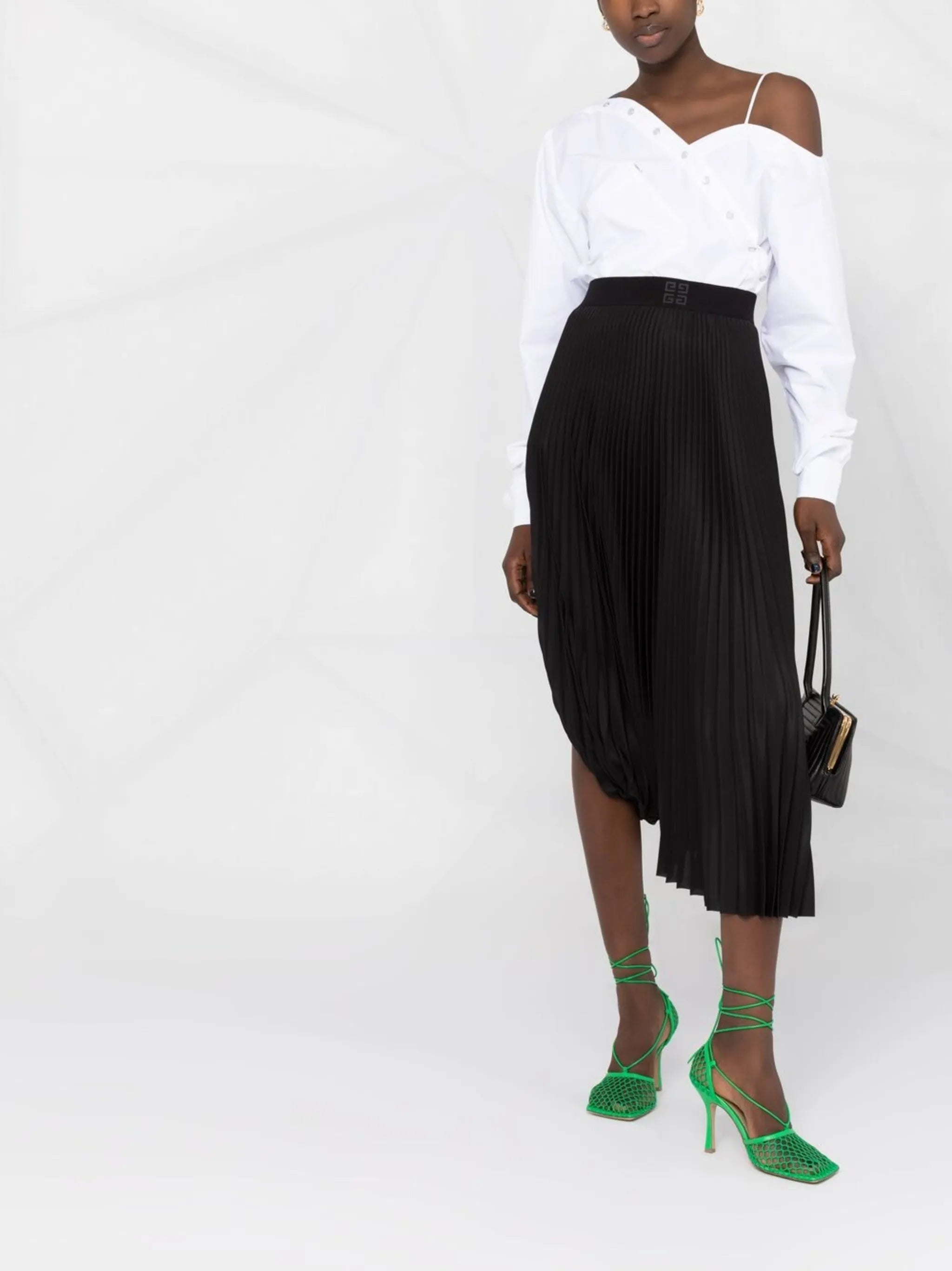 4G asymmetric pleated skirt