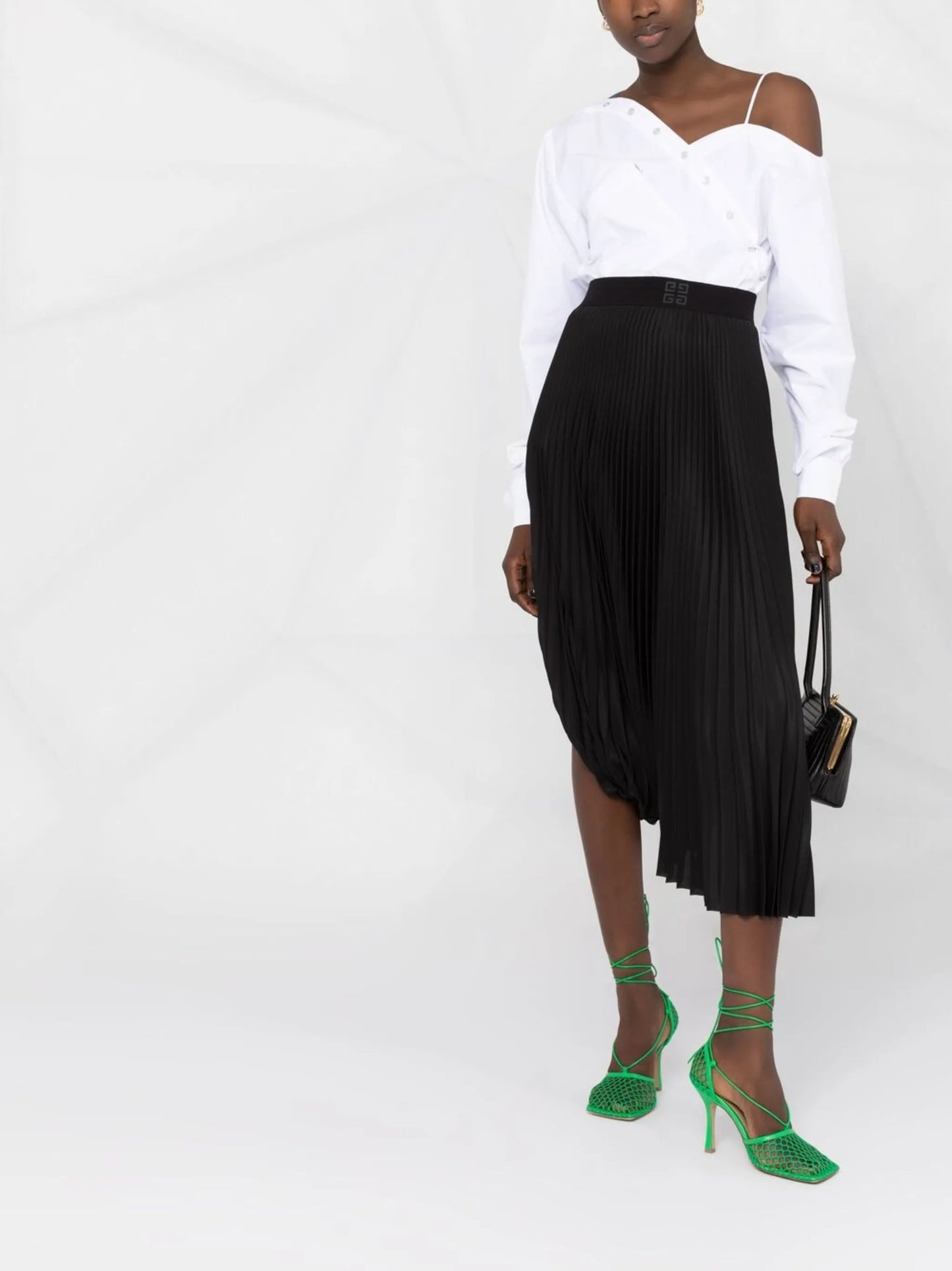 4G asymmetric pleated skirt