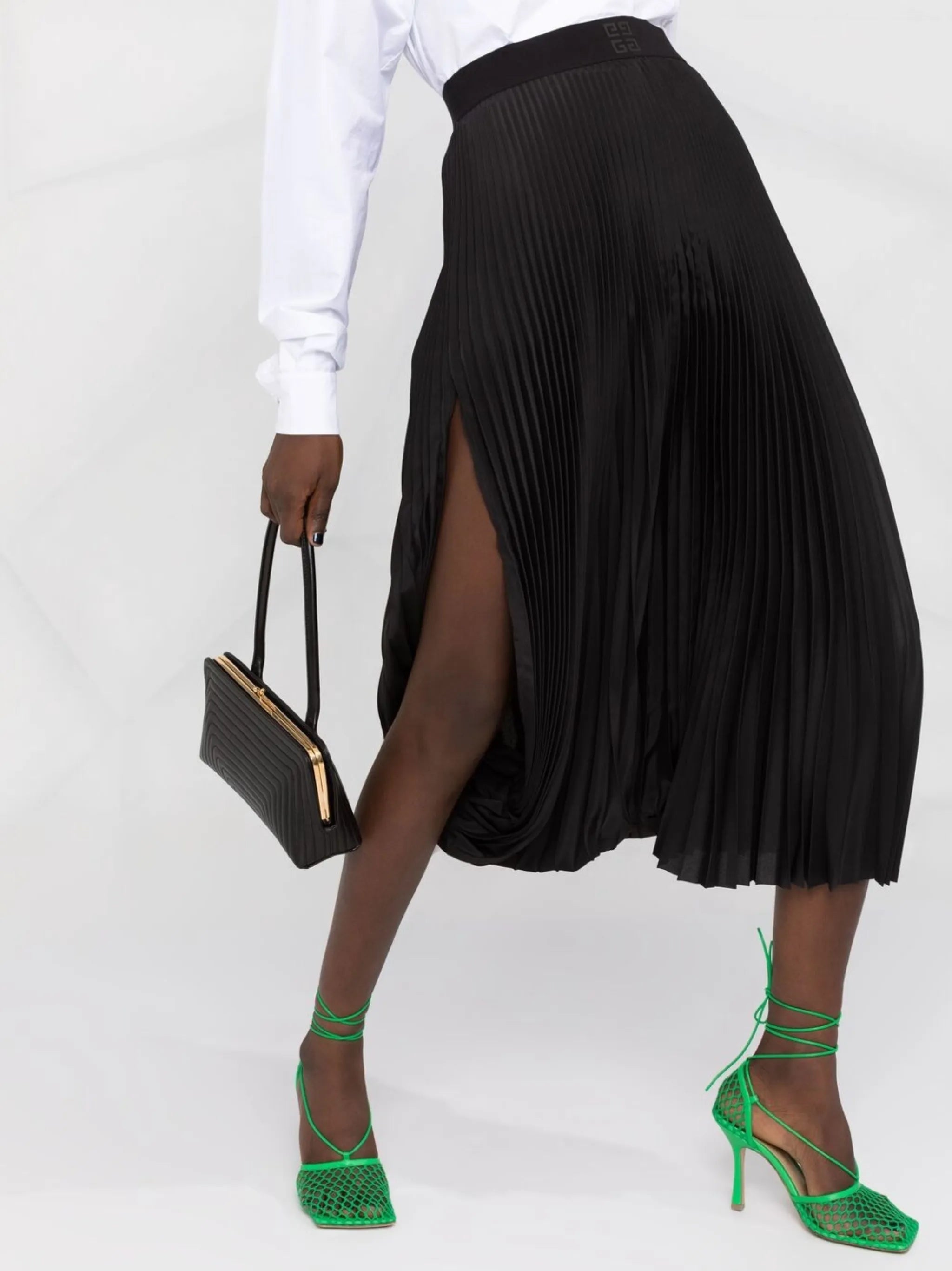 4G asymmetric pleated skirt