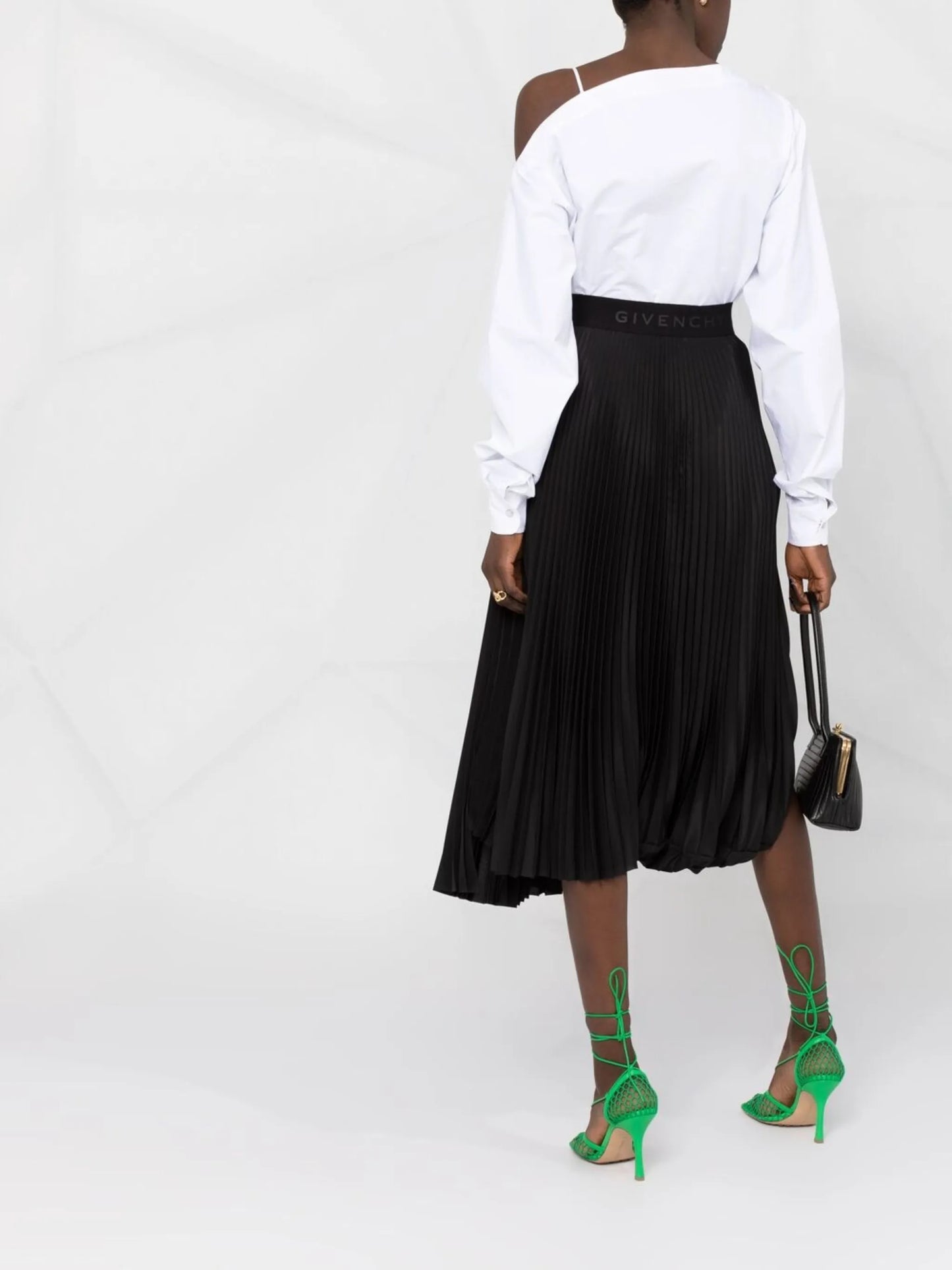4G asymmetric pleated skirt