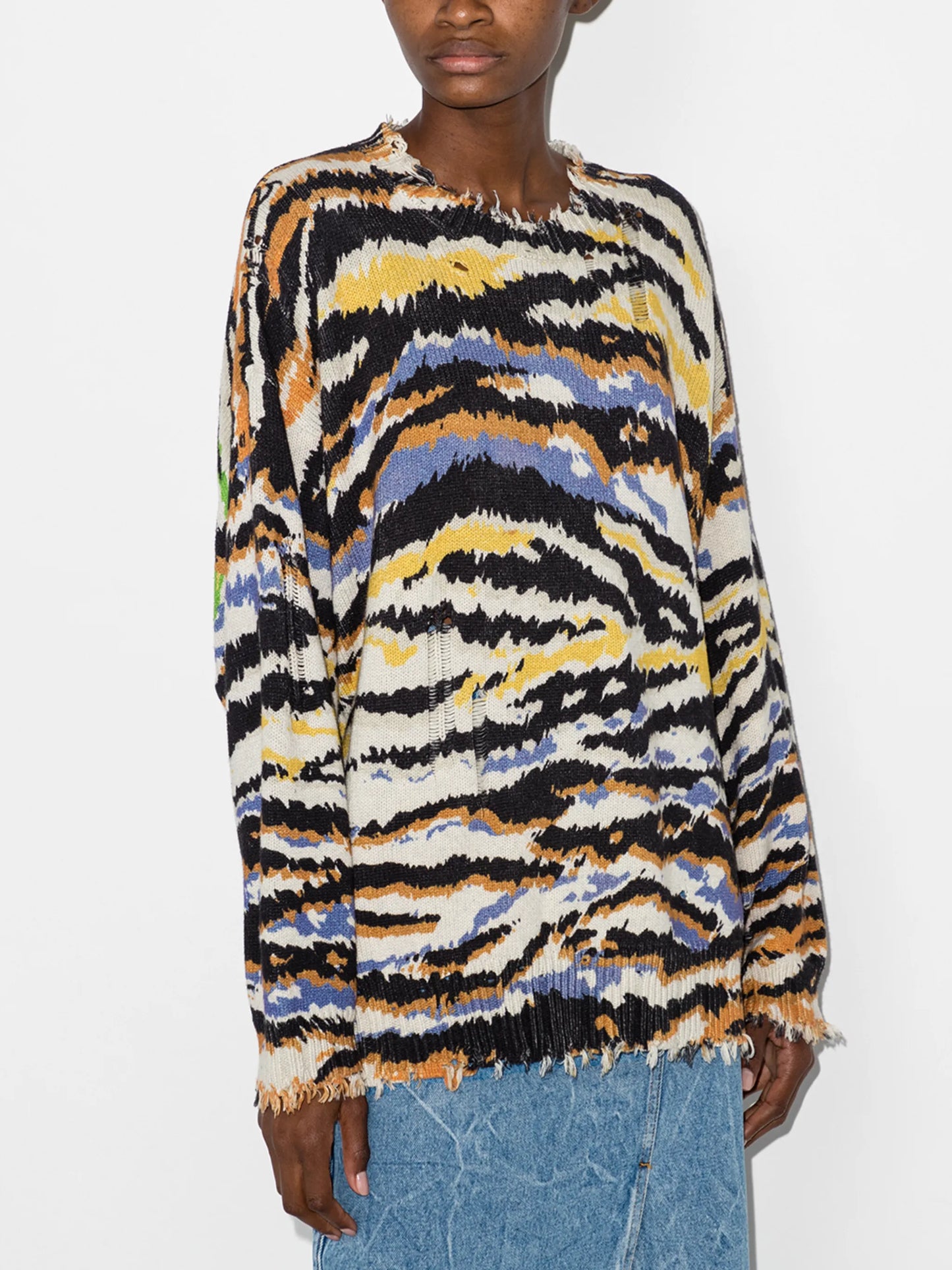 deconstructed zebra pattern jumper