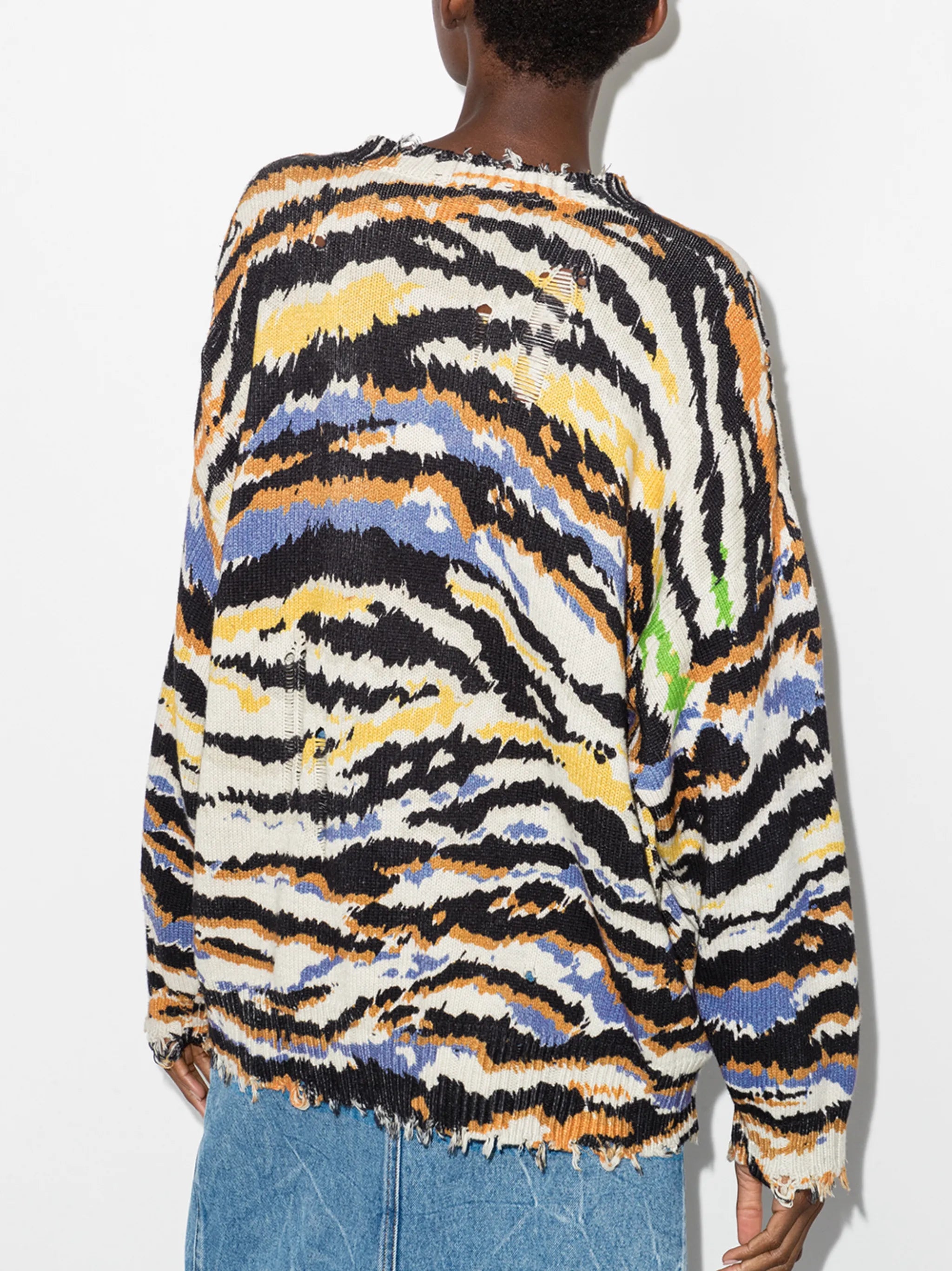 deconstructed zebra pattern jumper